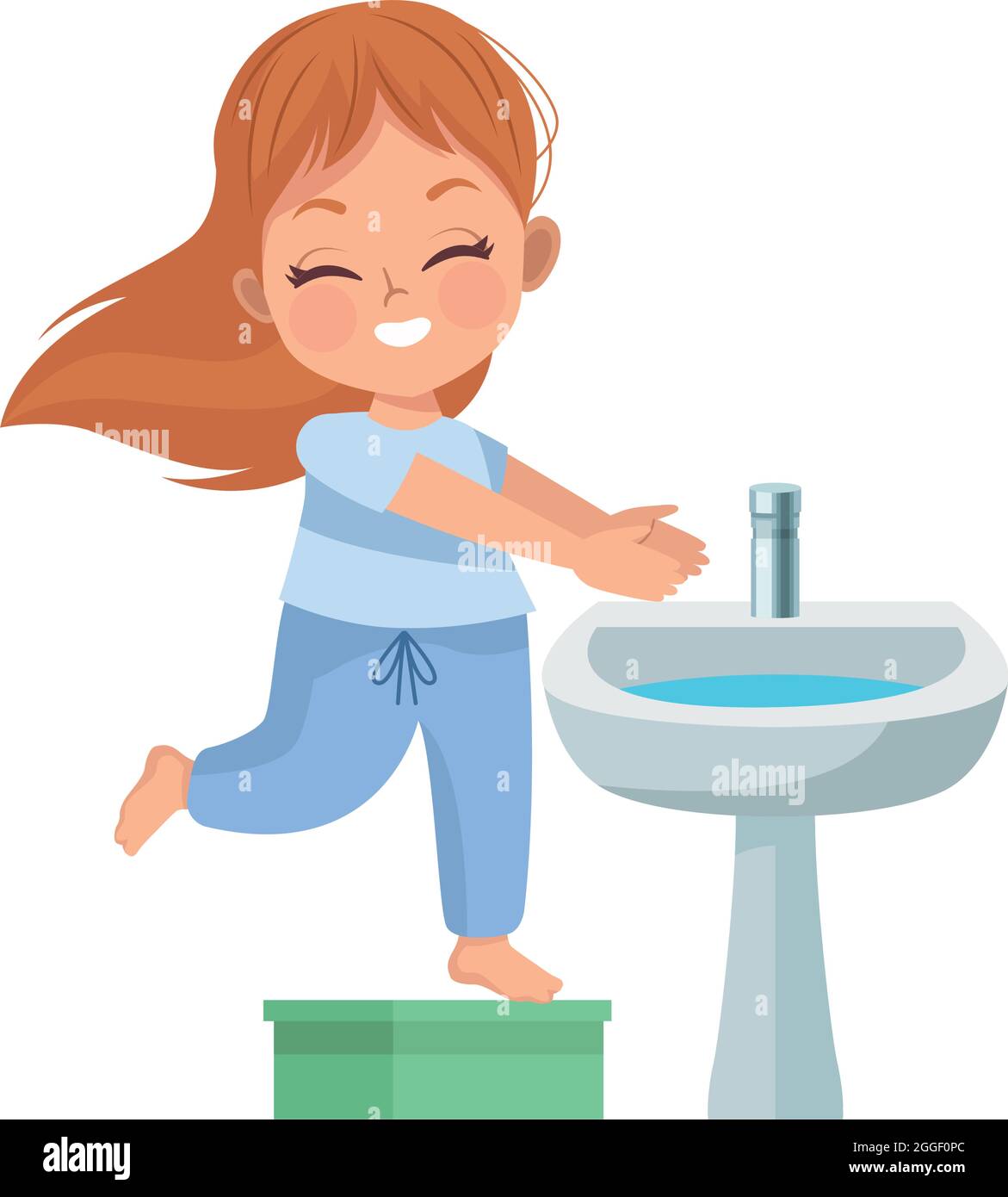 niña lavándose las manos Imagen Vector de stock - Alamy