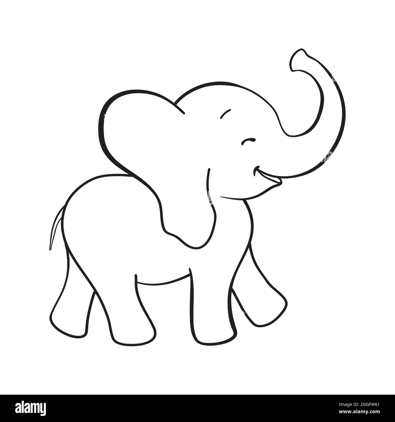 Elefante de dibujos animados Imágenes de stock en blanco y negro - Alamy