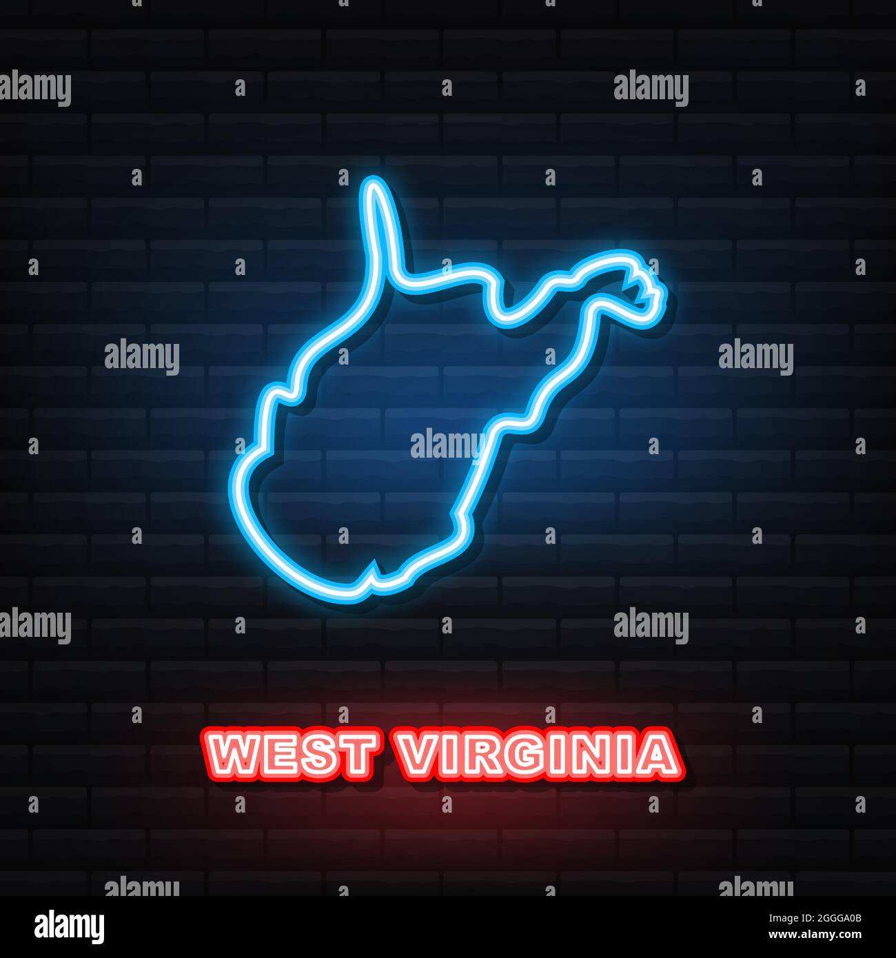Mapa Del Estado De Virginia Occidental Icono De Ne N Ilustraci N Vectorial Imagen Vector De