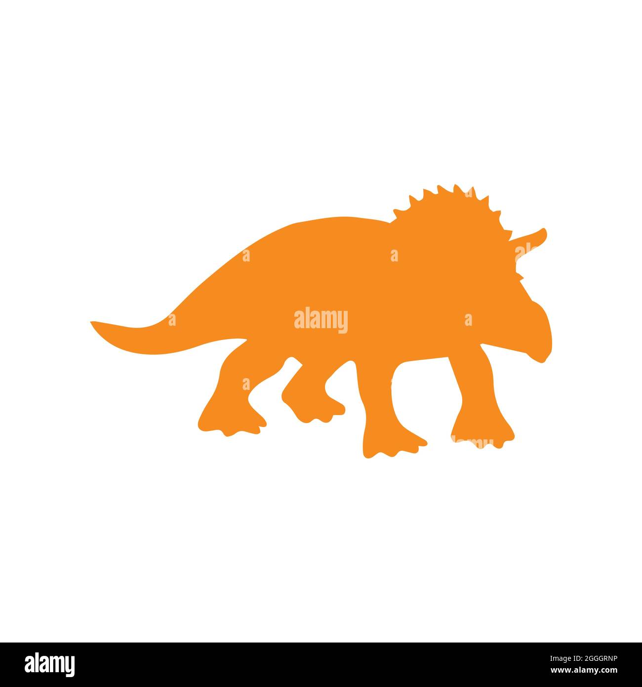 Silueta del dinosaurio Triceratops. Gran herbívoro, antiguo lagarto extinto con cuerno, período Jurásico. Imprimir o poster. Colorido vector aislado illu Ilustración del Vector