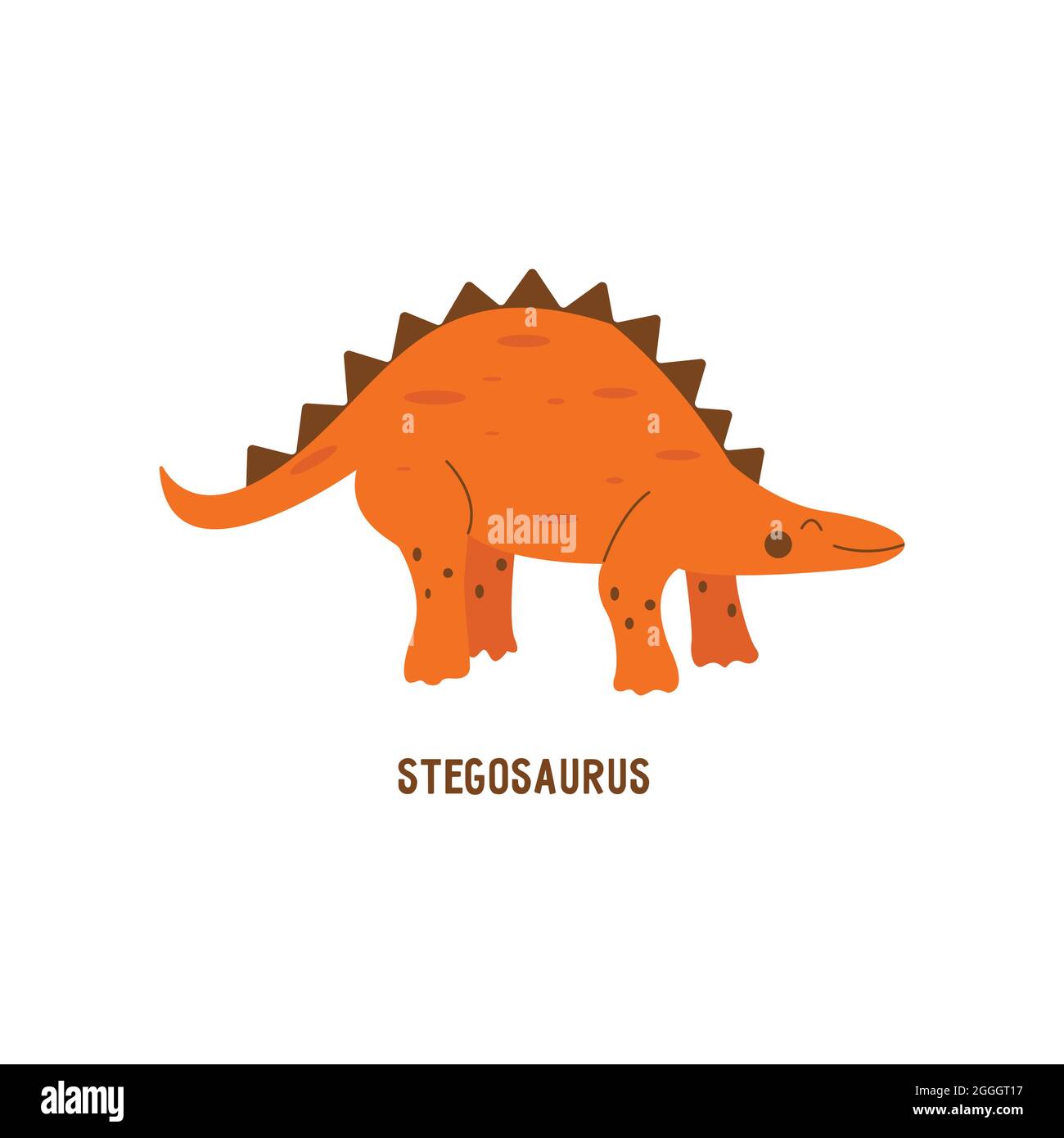 Dinosaurio Stegosaurus. Gran herbívoro, antiguo lagarto extinto con espinas  en la espalda, período Jurásico. Tarjeta. Mano de ilustración aislada  vectorial de colores d Imagen Vector de stock - Alamy