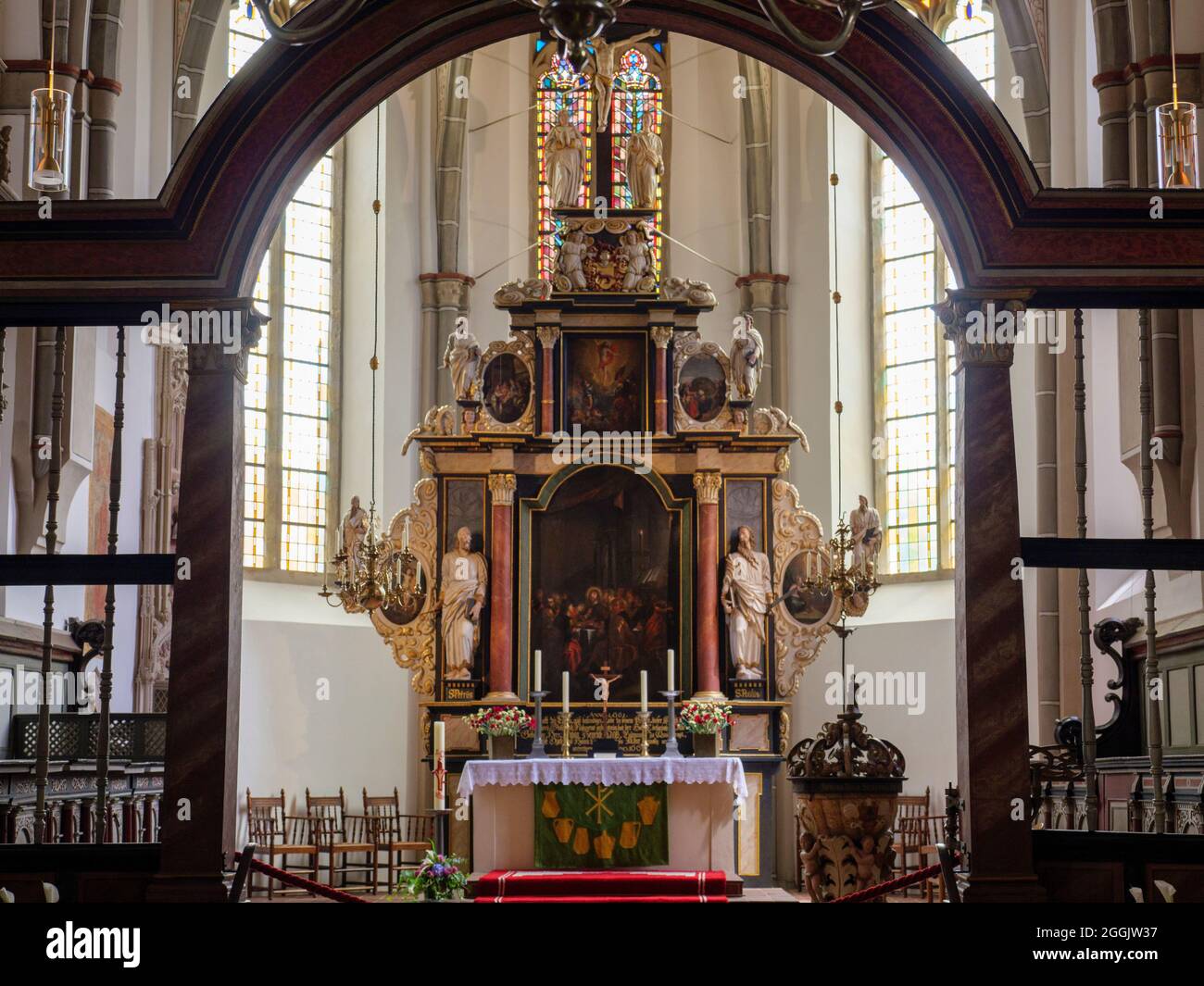 Quakenbrück, iglesia parroquial de San Silvestre, Interior, Tierra de Osnabrücker, Baja Sajonia, Alemania Foto de stock