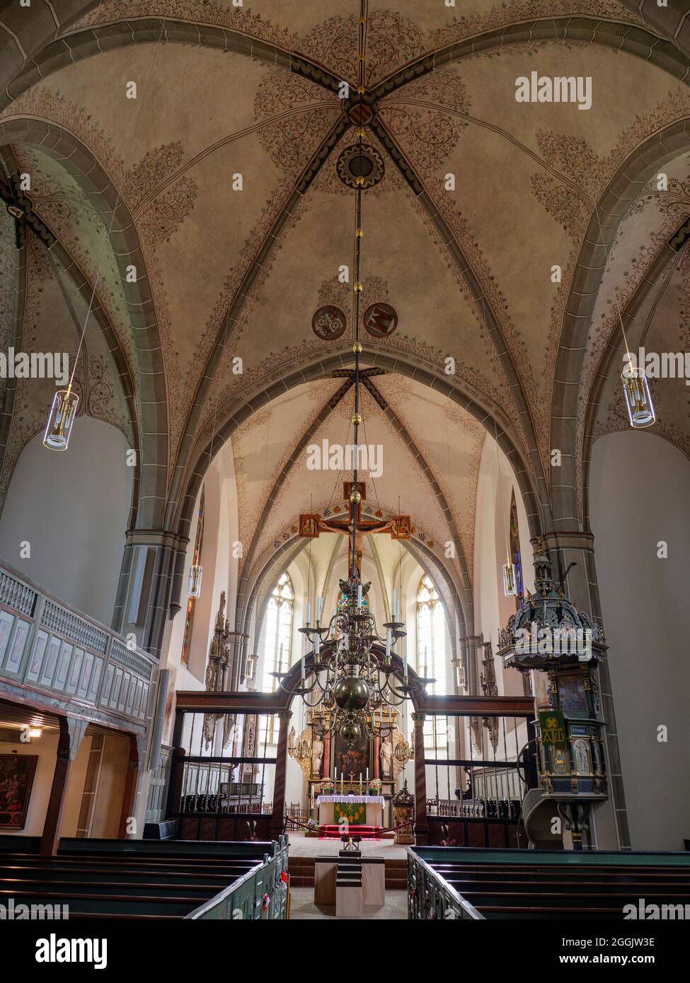 Quakenbrück, iglesia parroquial de San Silvestre, Interior, Tierra de Osnabrücker, Baja Sajonia, Alemania Foto de stock