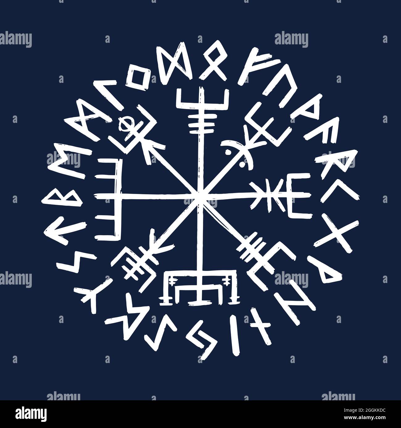 Símbolo Vegvisir. Brújula nórdica antigua Imagen Vector de stock - Alamy