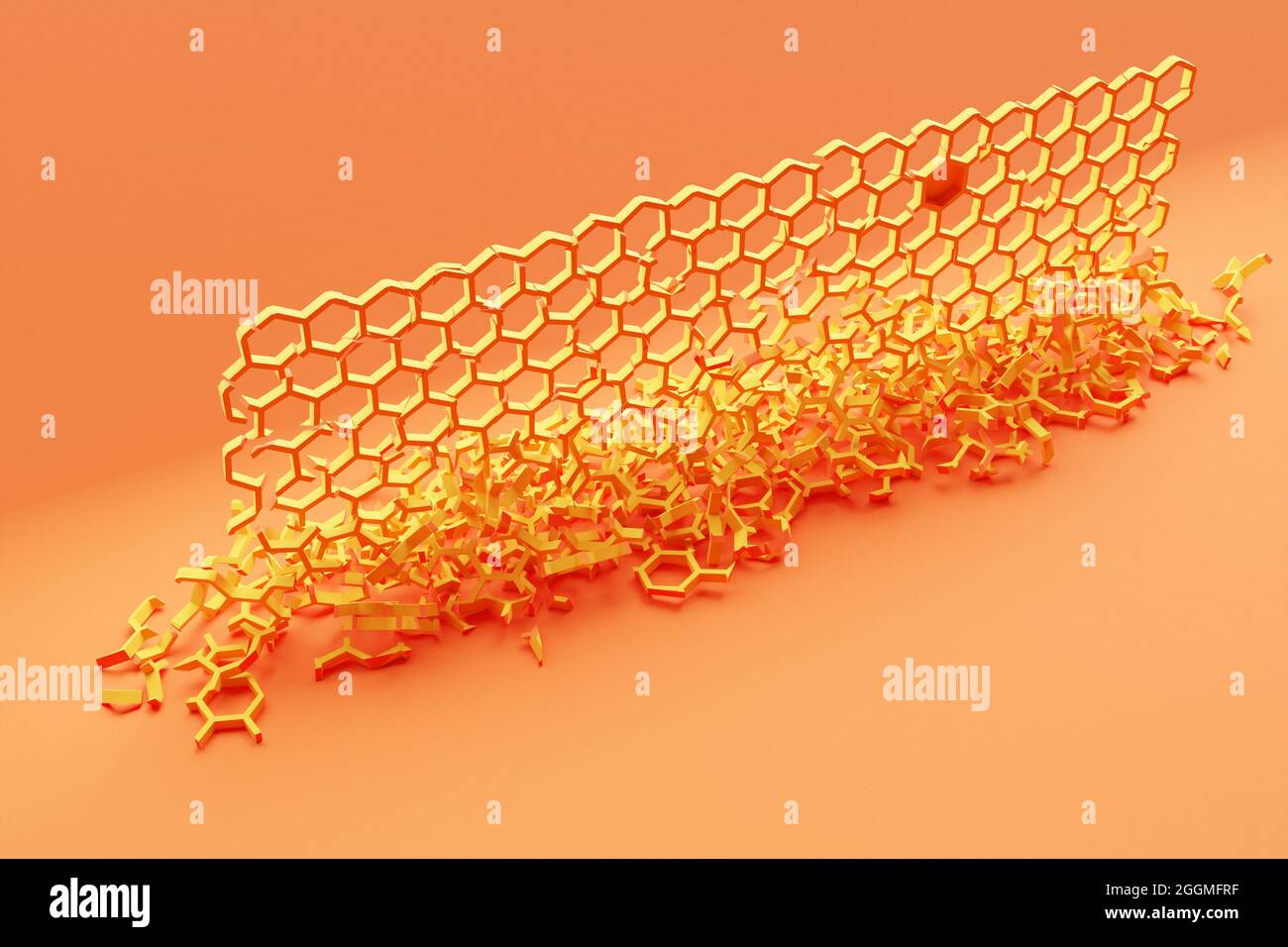 3d Ilustración De Un Panal De Miel De Color Naranja Monocromo Para Miel Patrón De Formas 9784