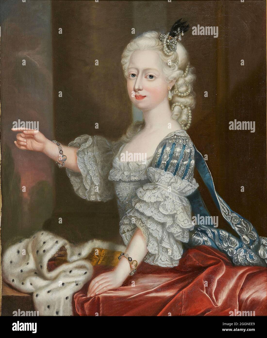 Princesa Augusta Frederica de Gran Bretaña (1737-1813), duquesa de Brunswick-Wolfenbuttel. Museo: COLECCIÓN PRIVADA. Autor: Thomas Frye. Foto de stock
