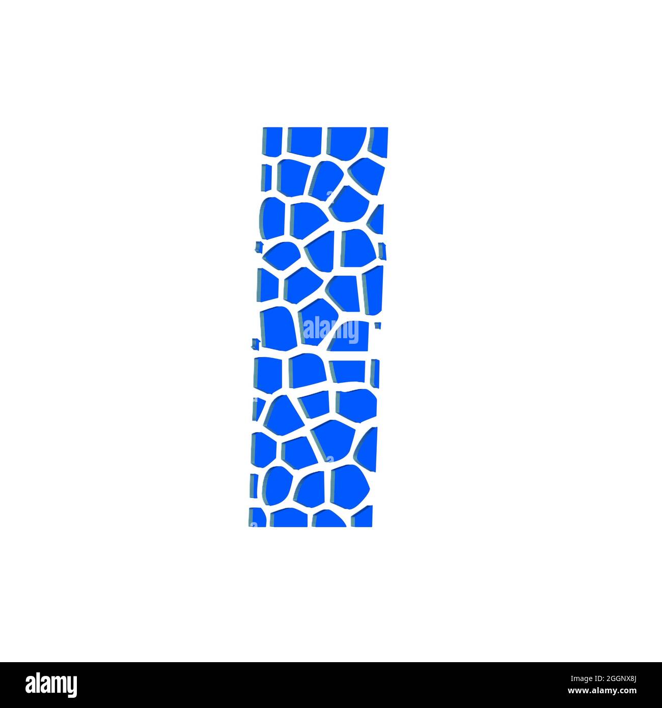Letra mayúscula I azul 3D textura abstracta Hermoso fondo blanco Foto de stock