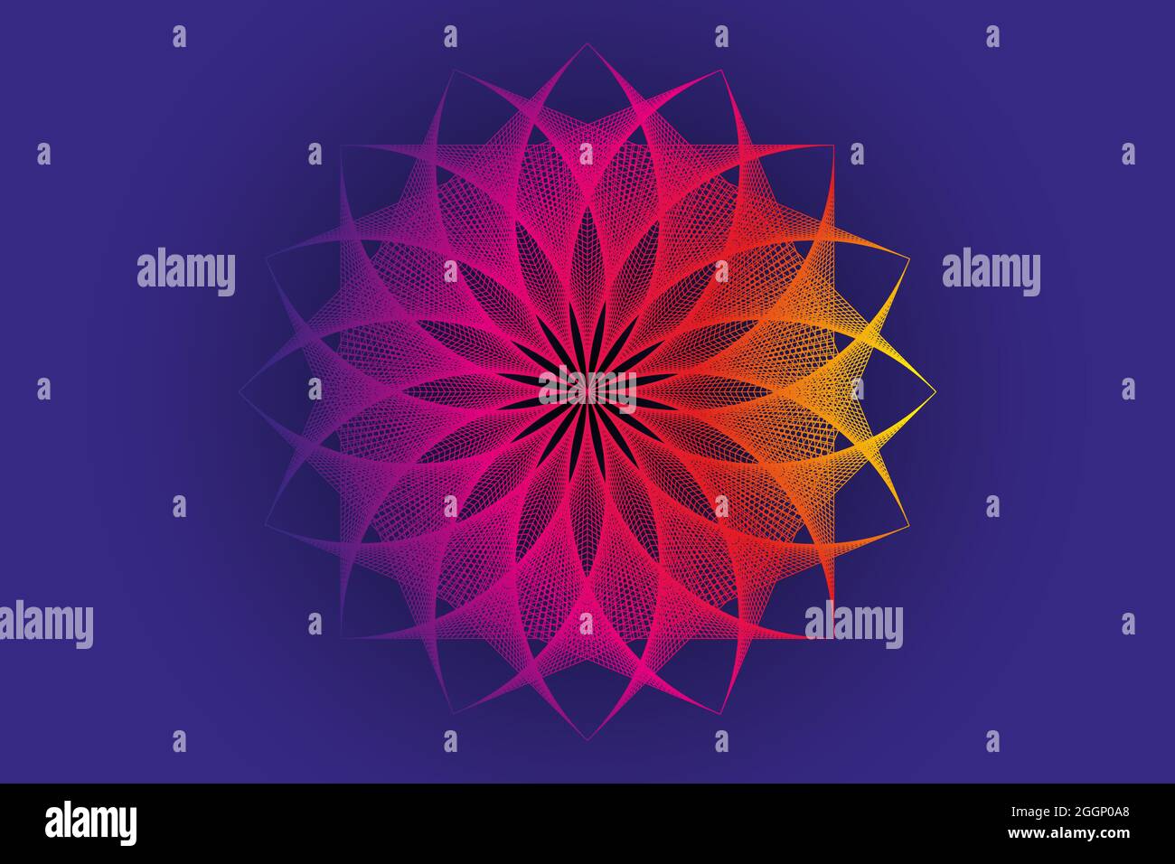 espectro de flores de loto mandala, arte de hilo, Geometría Sagrada. Icono de logotipo colorido con diseño de cadena. Signo geométrico de la Flor esotérica alquimia. Vector me divino Ilustración del Vector
