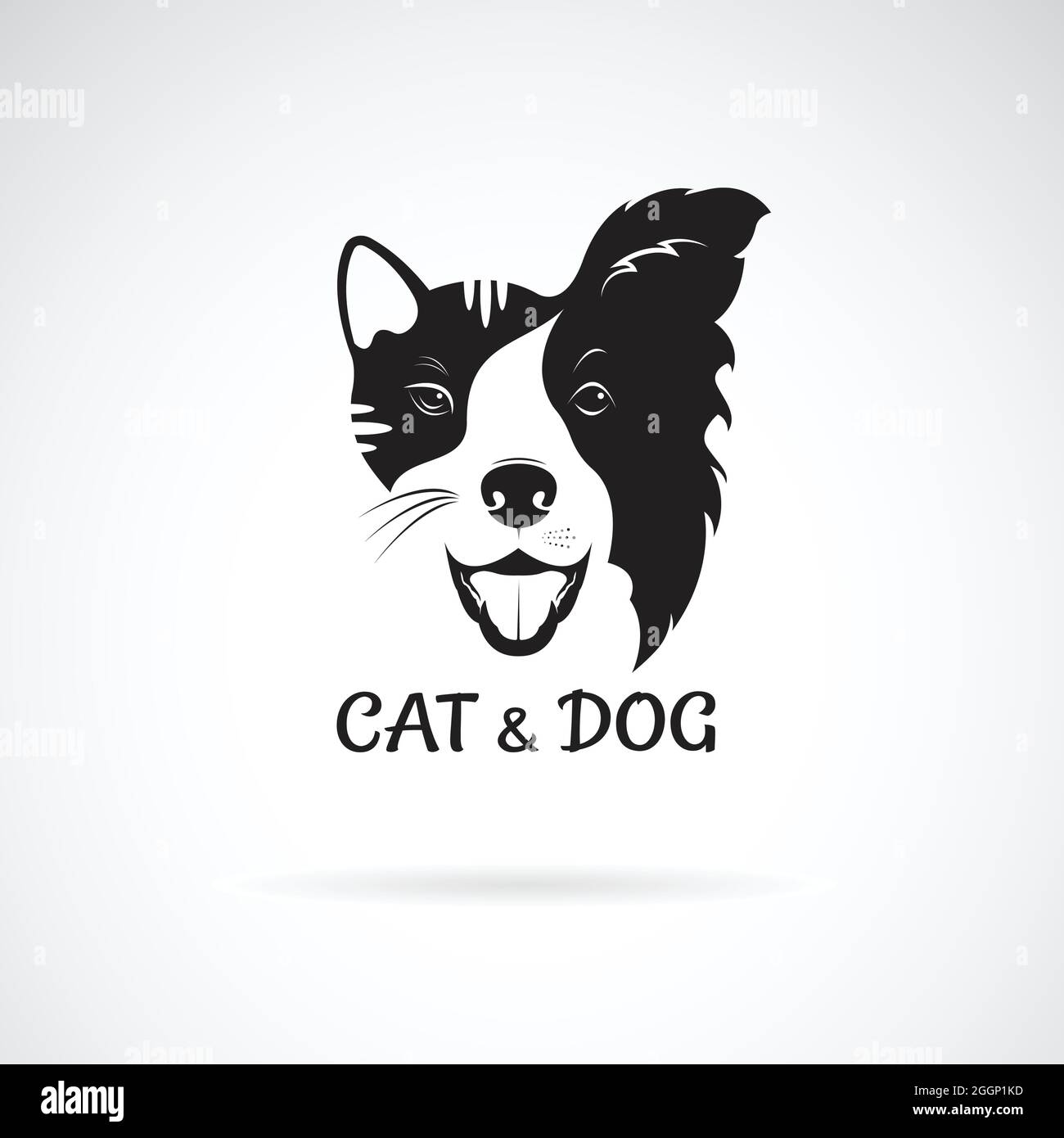 Vector de cara de perro (Collie de borde) y cara de gato sobre fondo  blanco. Mascota. Animal. Logotipo o icono de perro y gato. Illustratio  vectorial en capas fácil de editar Imagen