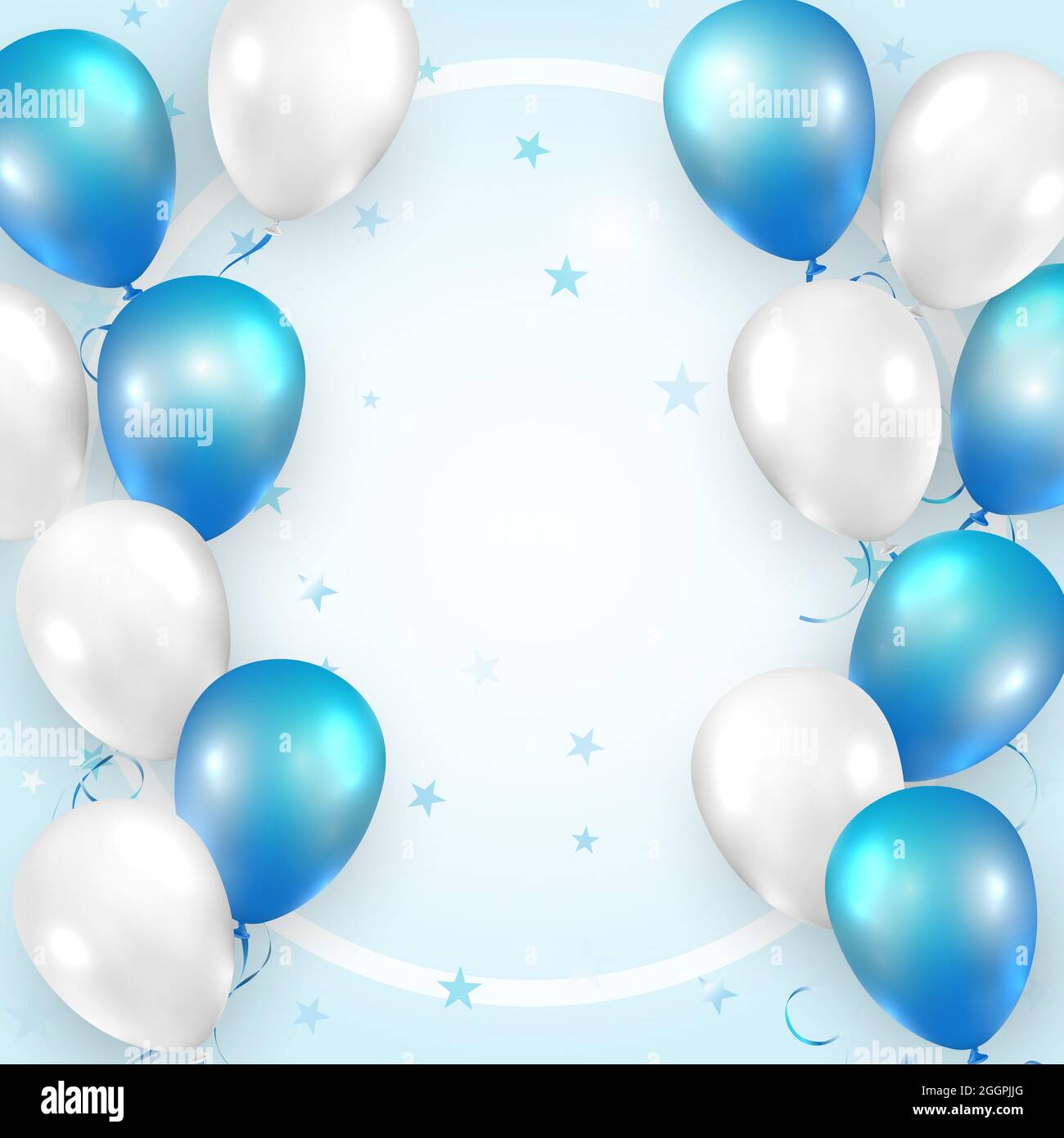 Elegante azul blanco ballon y cinta Feliz cumpleaños tarjeta de celebración  banner plantilla patrón de estrellas fondo Fotografía de stock - Alamy