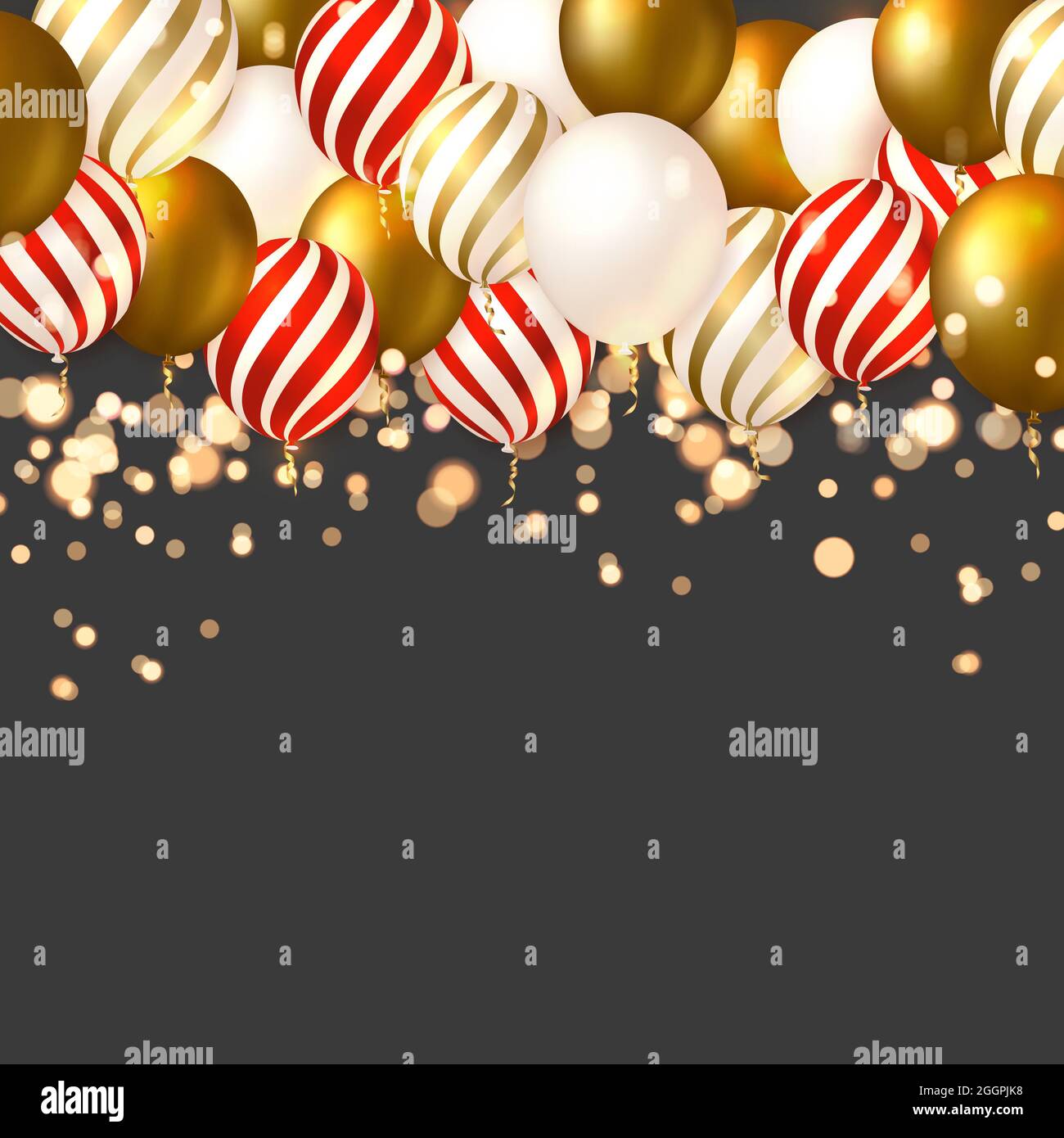 Elegante lujo dorado espiral rojo tira ballon Feliz cumpleaños tarjeta de  celebración banner plantilla de fondo Fotografía de stock - Alamy