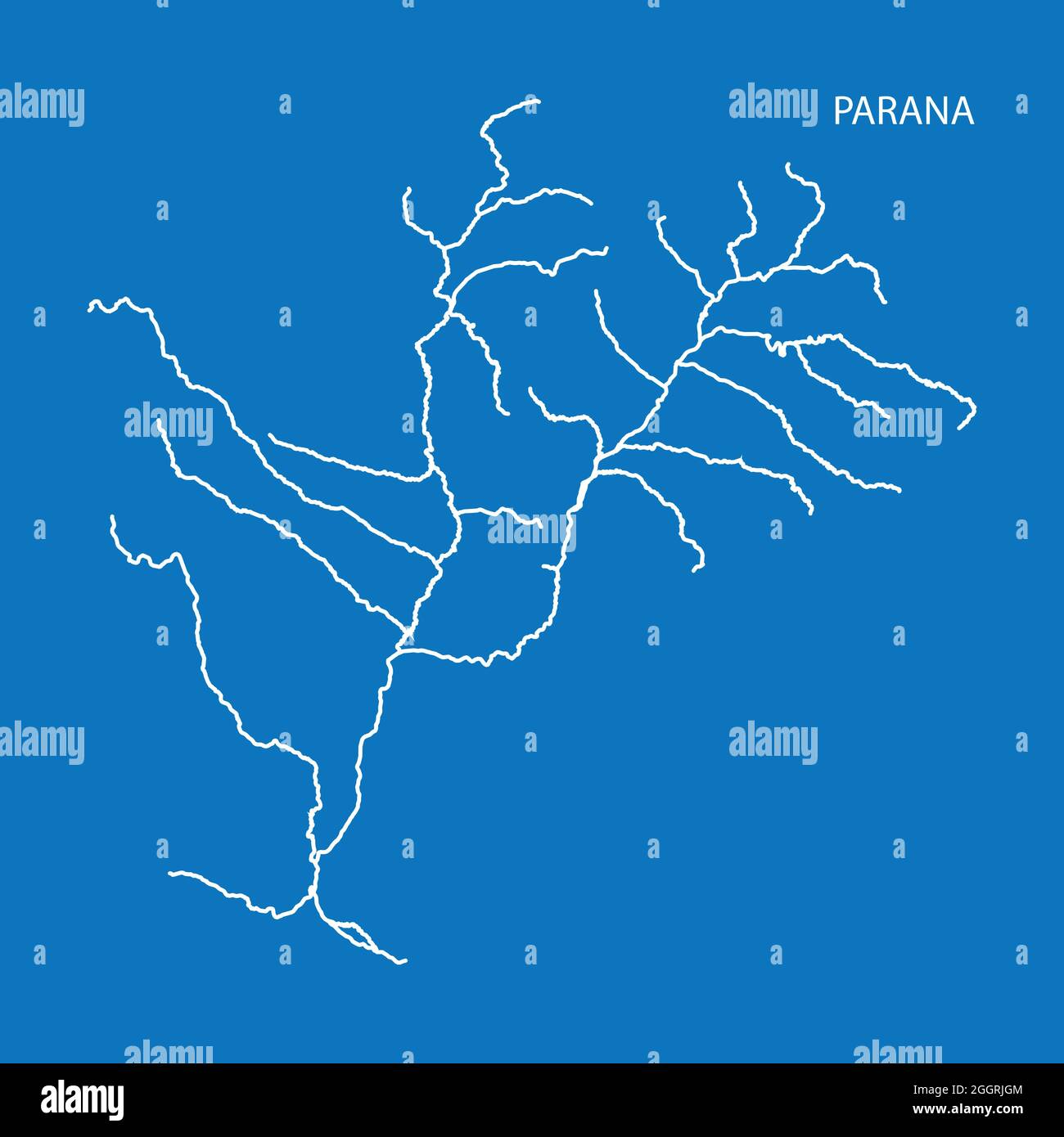 Mapa de la cuenca hidrográfica del río Paraná. Ilustración simple de vector  de contorno delgado Imagen Vector de stock - Alamy