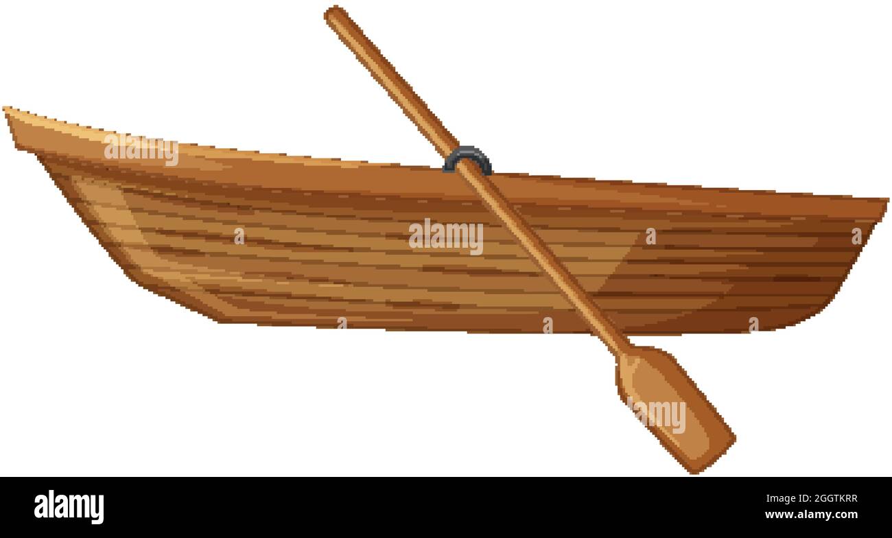 Barco de madera con pala sobre fondo blanco ilustración Imagen Vector de  stock - Alamy