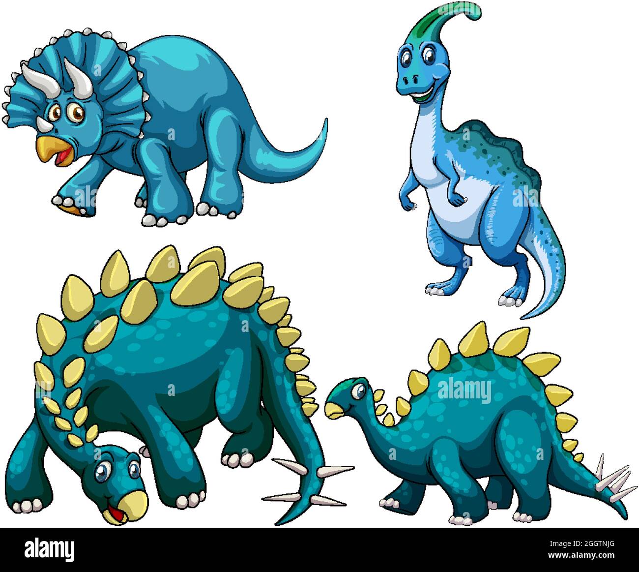 Juego de dibujos animados de dinosaurios azules Imagen Vector de stock -  Alamy