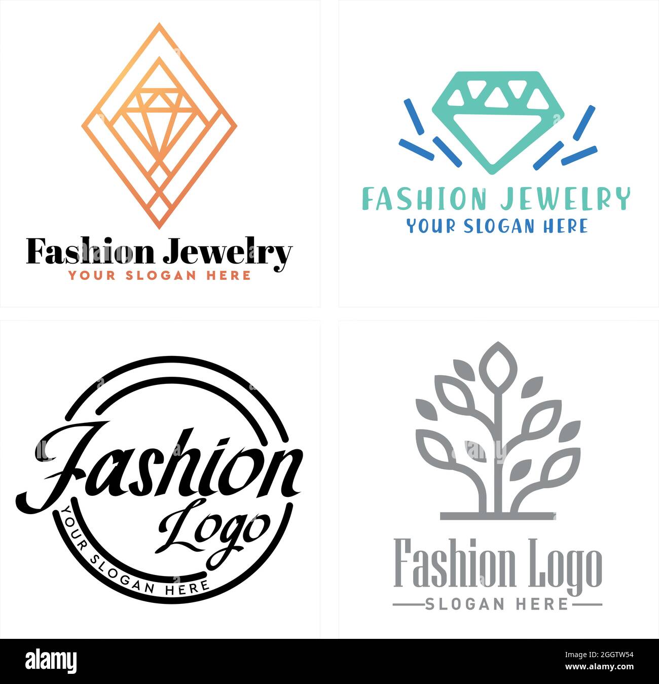 Diseño de logotipo de negocio de diamantes de joyas de moda Imagen Vector  de stock - Alamy