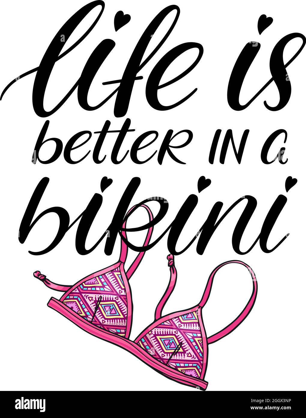 La vida es mejor en una caligrafía del bikini. Frase con letras de mano  Imagen Vector de stock - Alamy