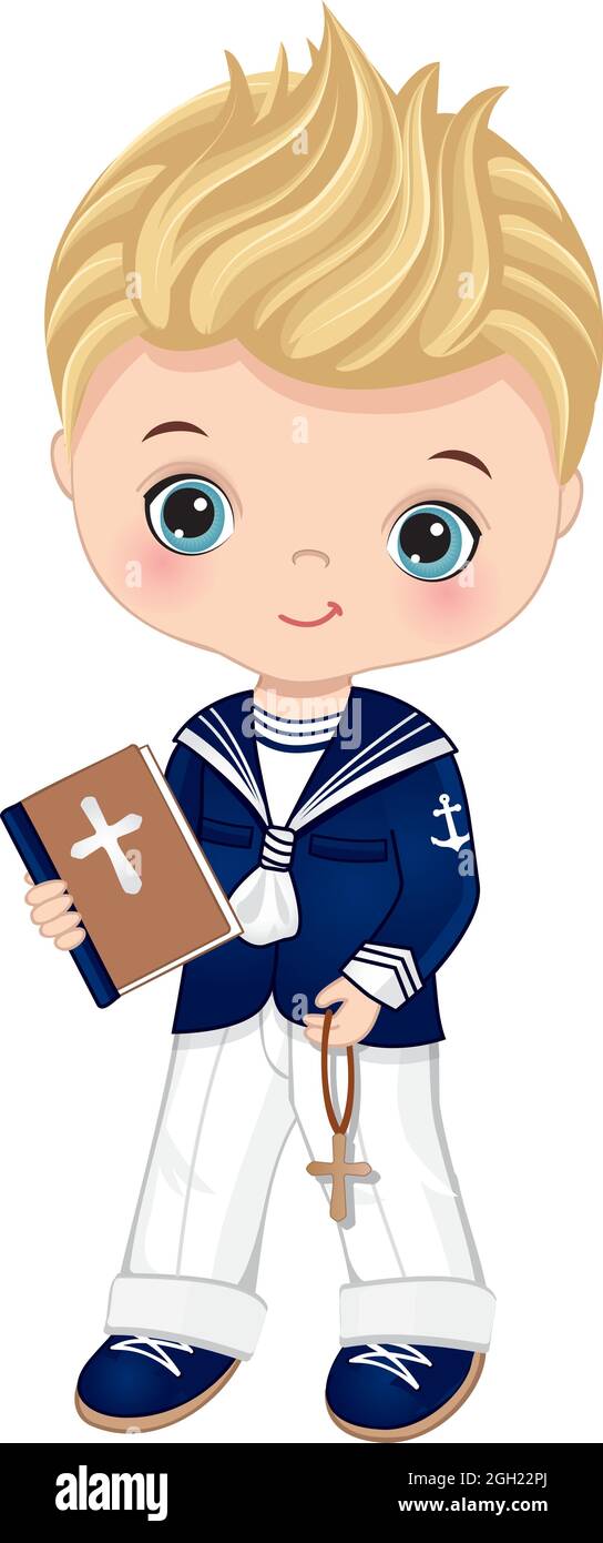 Primera Comunión Español Sailor. Vector Little Cute Boy 1st Comunión