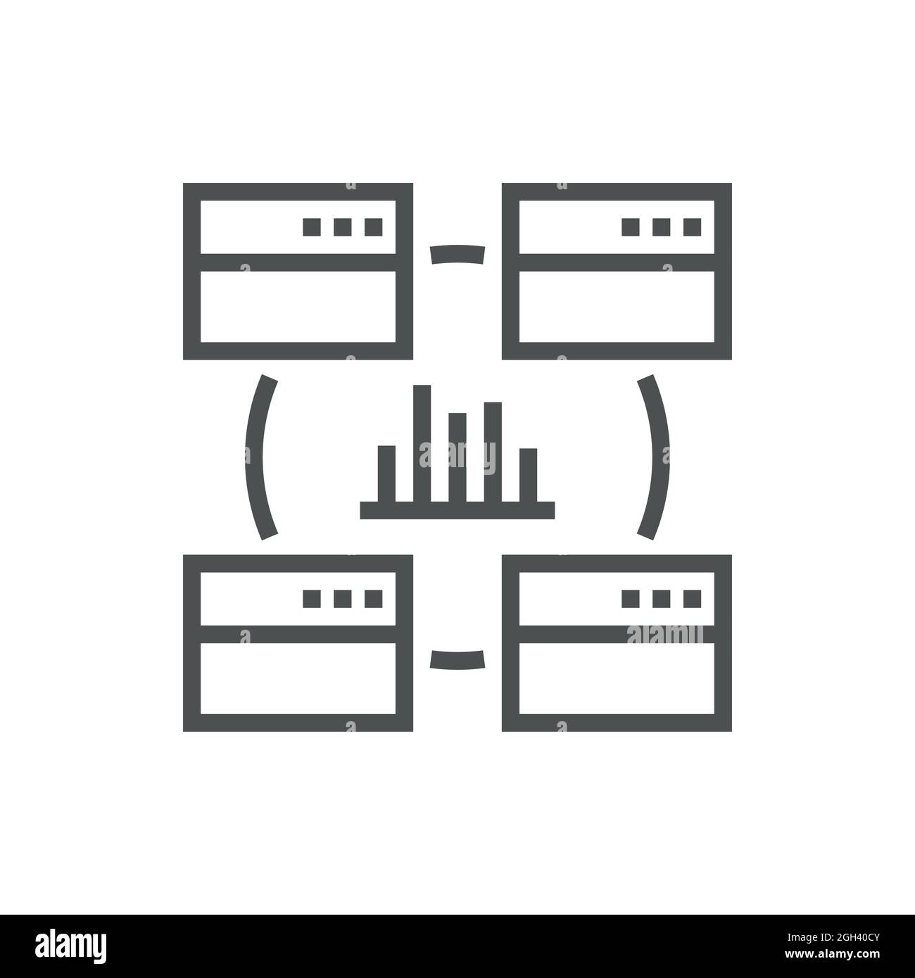 Análisis de datos, estadísticas, análisis: Icono web de líneas finas mínimo Ilustración del Vector