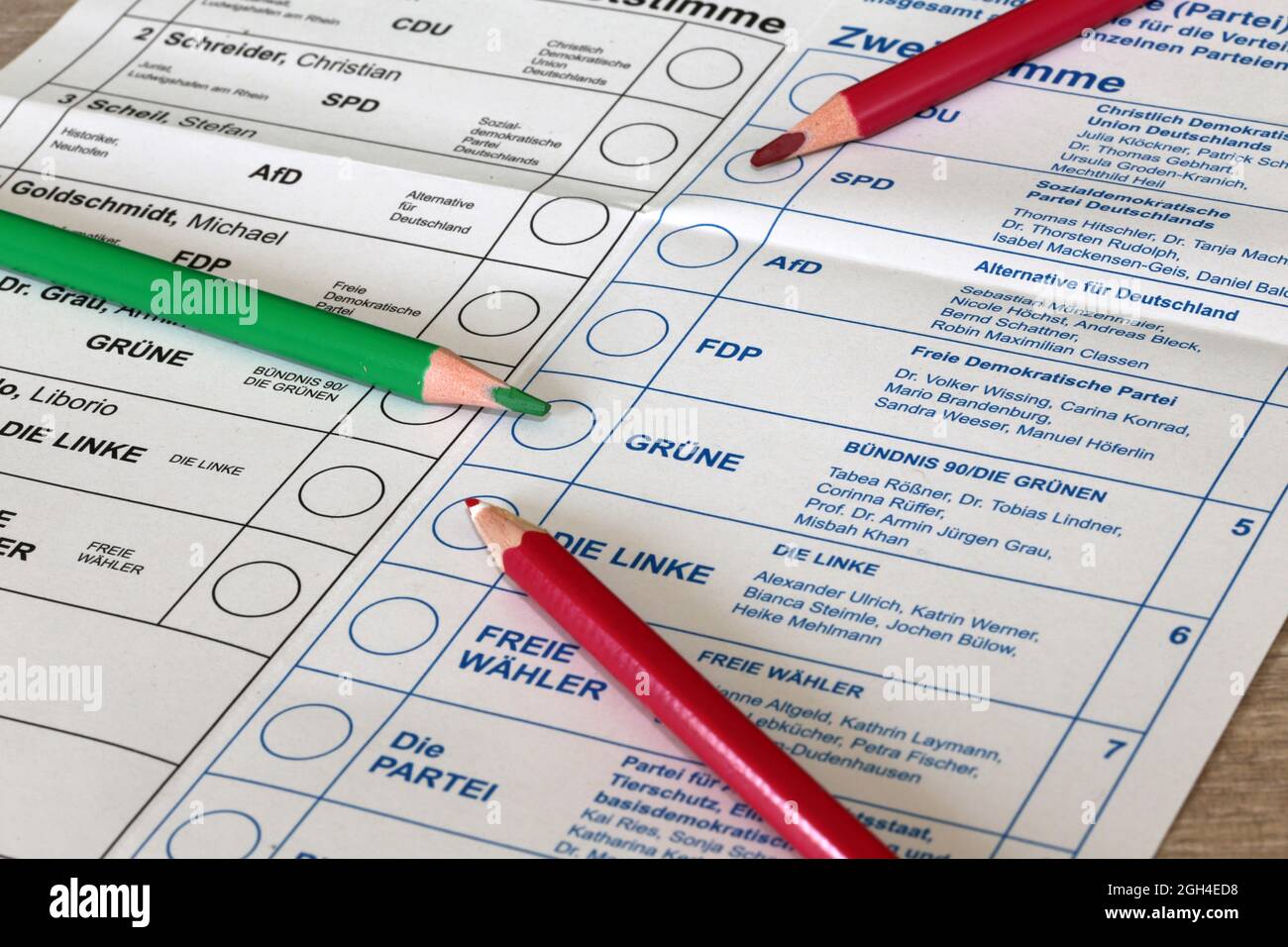 Imagen del símbolo Rojo-Rojo-Verde (Alemania): Cédula de votación para ...