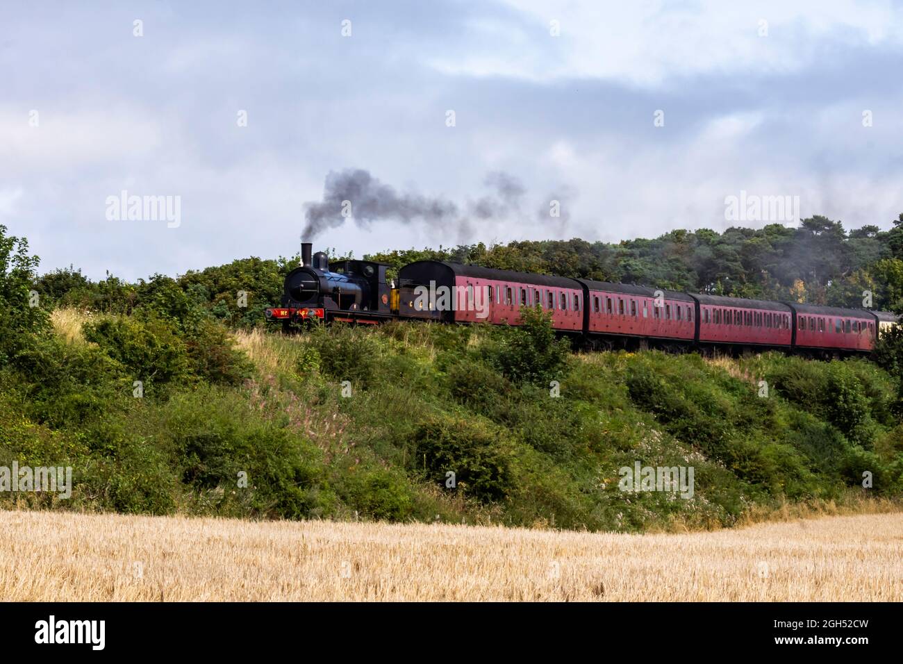 Locomotora no 564 tirando de un tren de subida de Sheringham a Weybourne Foto de stock