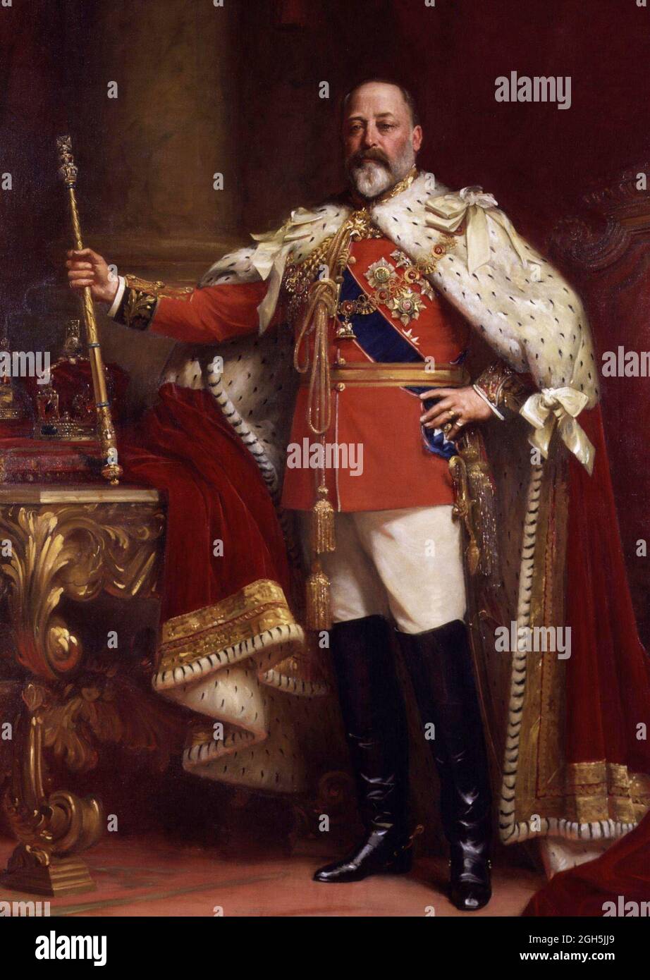 Un retrato del rey Eduardo VII, que era rey de Inglaterra desde 1901 hasta 1910 Foto de stock