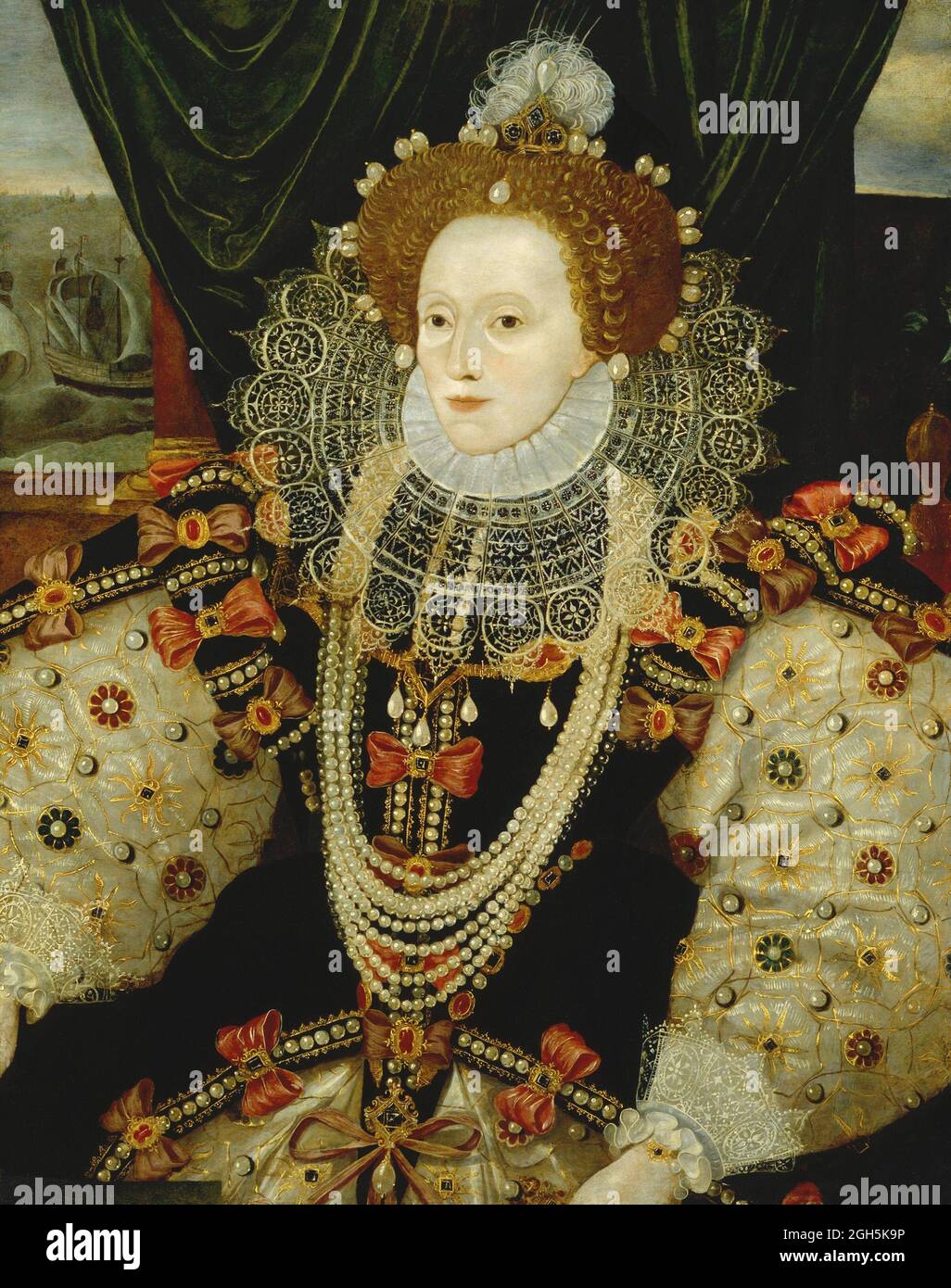Un retrato de George Gower de la reina Isabel I que era reina de Inglaterra desde 1558 hasta 1603 Foto de stock