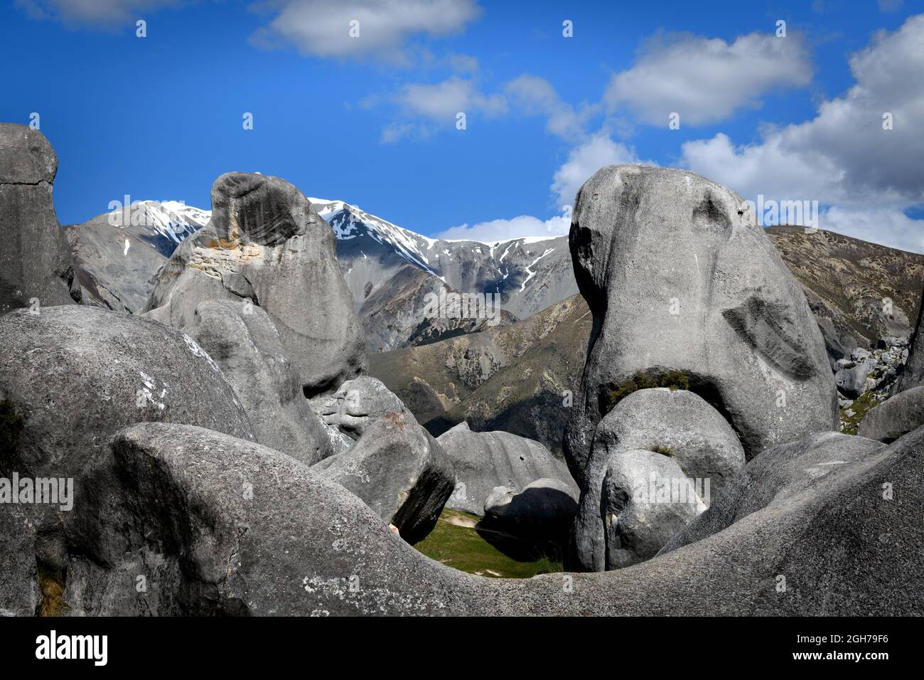 Formaciones rocosas en Castle Hill. Isla Sur, Nueva Zelanda Foto de stock