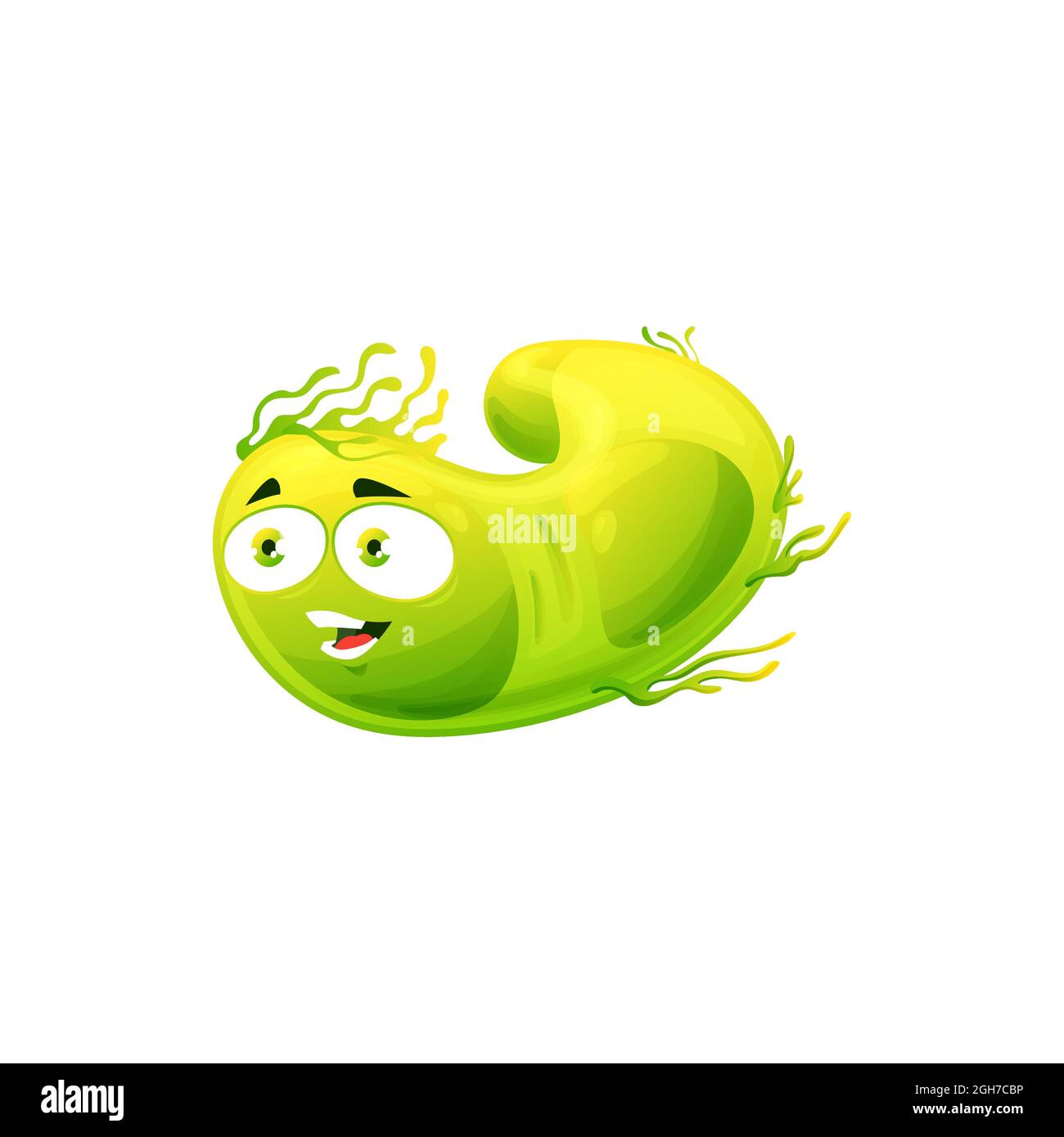 Icono de vector celular de virus de dibujos animados, bacterias verdes  lindas, feliz carácter germen con cara divertida. Sonriente patógeno  microbio emoticono, aislado movimiento micro o Imagen Vector de stock -  Alamy