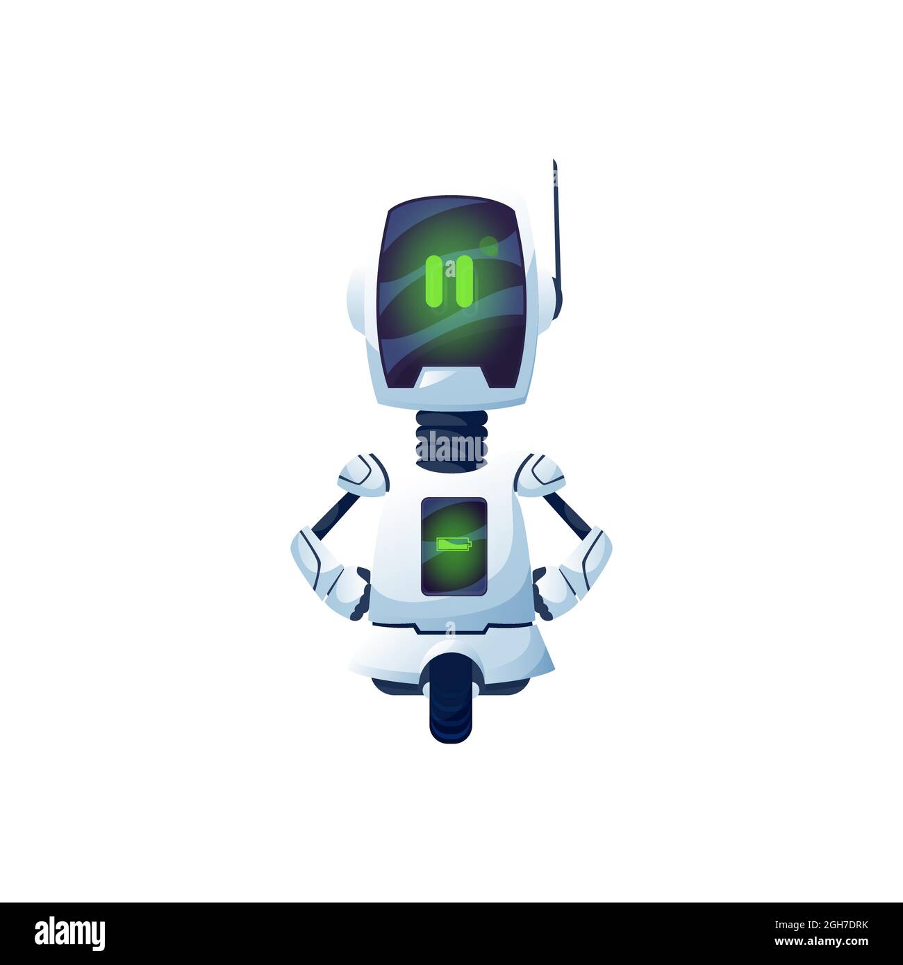 Caricatura robot vector cyborg carácter, juguete o bot. Tecnología de  inteligencia artificial, robot amigable sobre la rueda con los brazos  akimbo, la cara de brillo digital y Imagen Vector de stock -