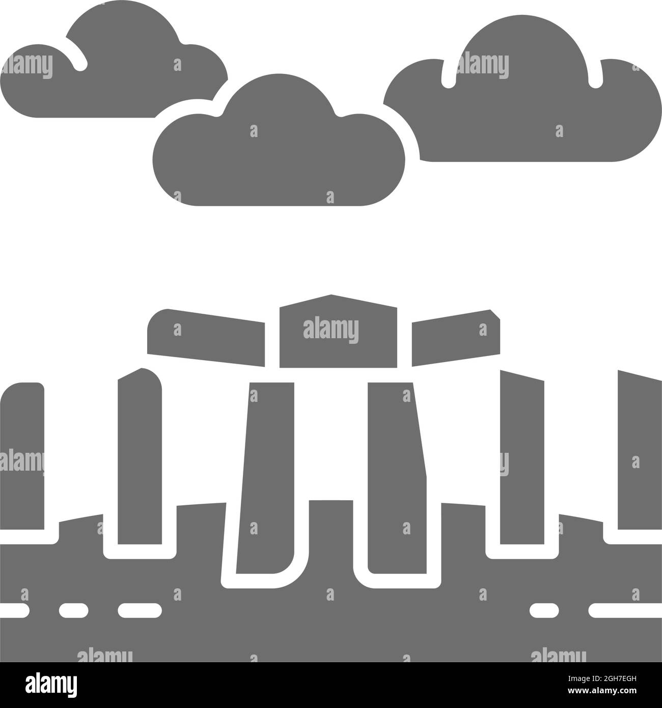 Piedras Stonehenge, Reino Unido, icono gris. Ilustración del Vector