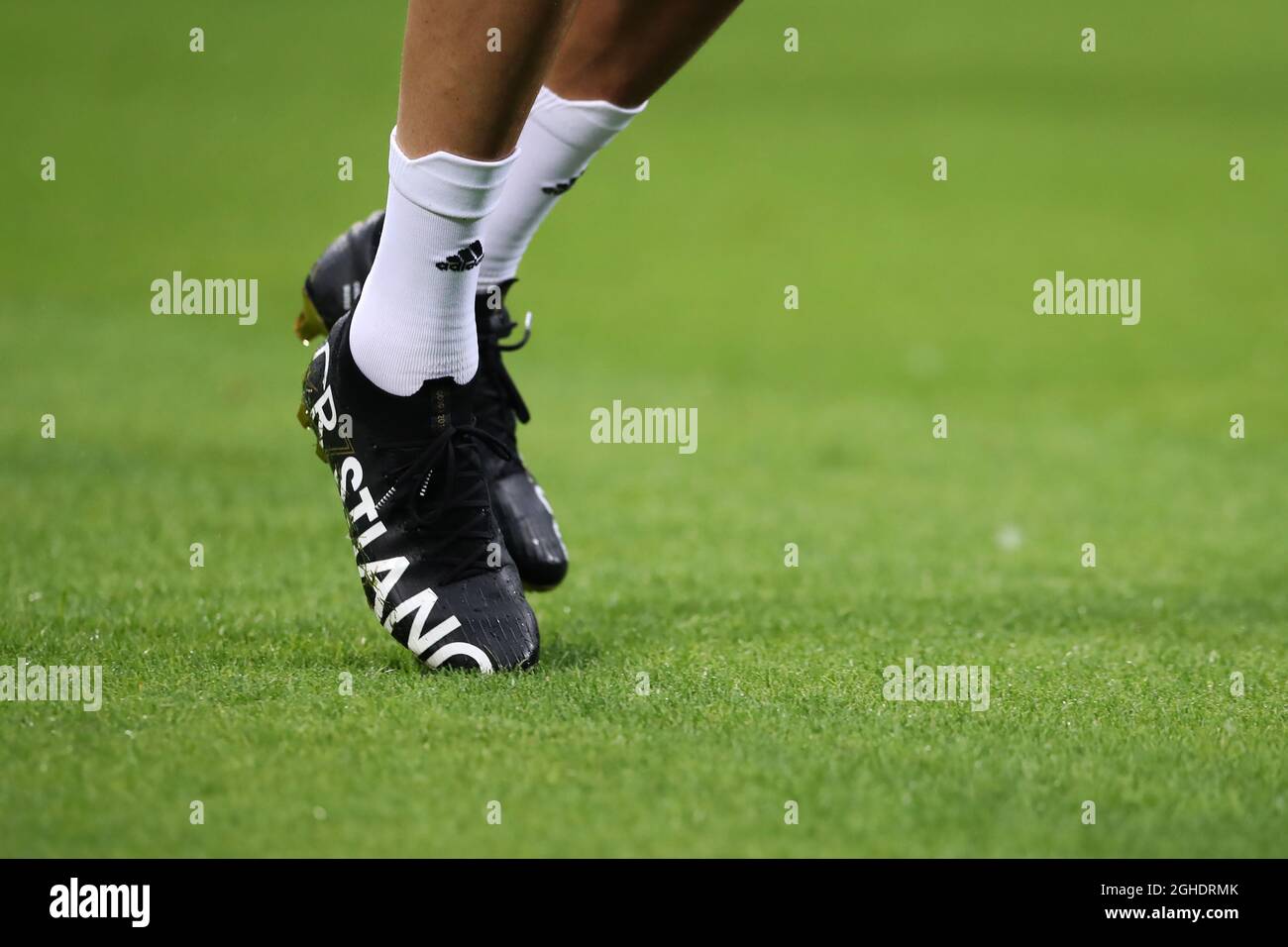 Cristiano Ronaldo de las nuevas botas nike Juventus durante el partido de la Serie A en Giuseppe Meazza, Milán. Fecha de la fotografía: 27th de abril de 2019. El crédito de