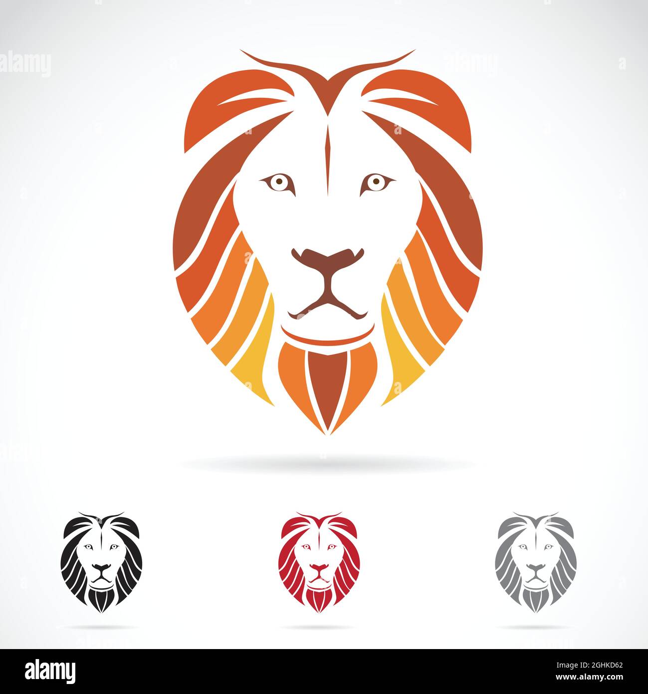 Imagen vectorial de una cabeza de león sobre fondo blanco. Ilustración de vector en capas fácil de editar. Animales salvajes. Ilustración del Vector