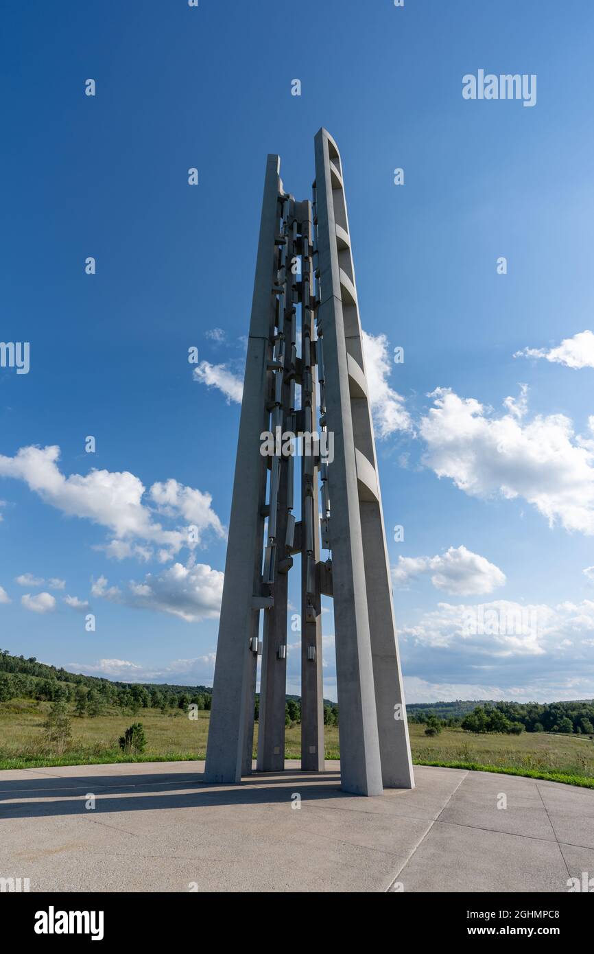 Shanksville, PA - 6 de septiembre de 2021: Torre de Voces en el Memorial del Vuelo 93 Foto de stock