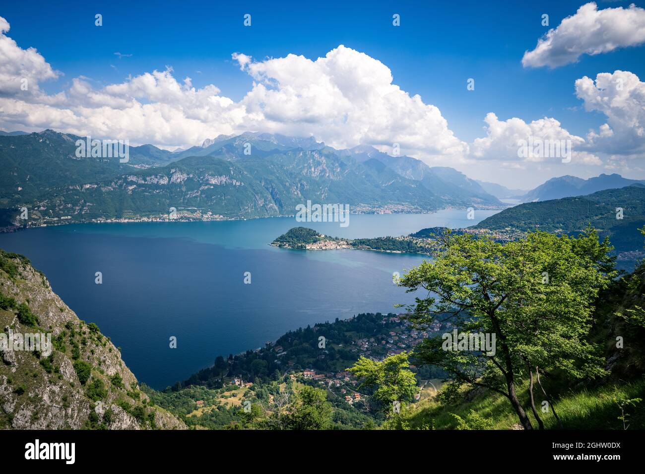 Vista aérea del Lago Como, Lombardía, Italia Foto de stock