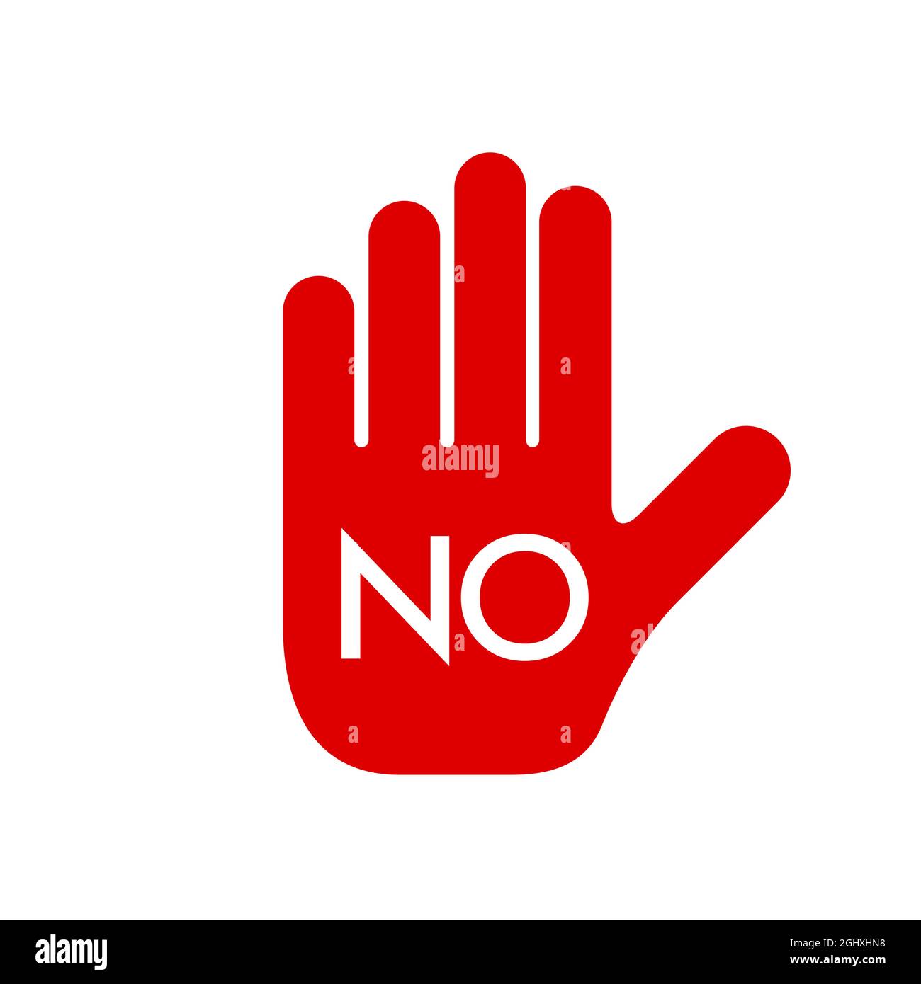 Signo rojo de prohibición. Icono de mano de parada. Sin símbolo, detener  gesto, no firmar, no, símbolo prohibido, no lo haga símbolo aislado sobre  blanco. Vector-Ilust Imagen Vector de stock - Alamy