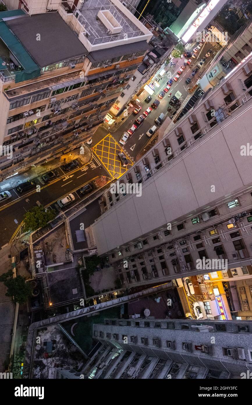 Una calle concurrida en Kowloon, Hong Kong. Foto de stock