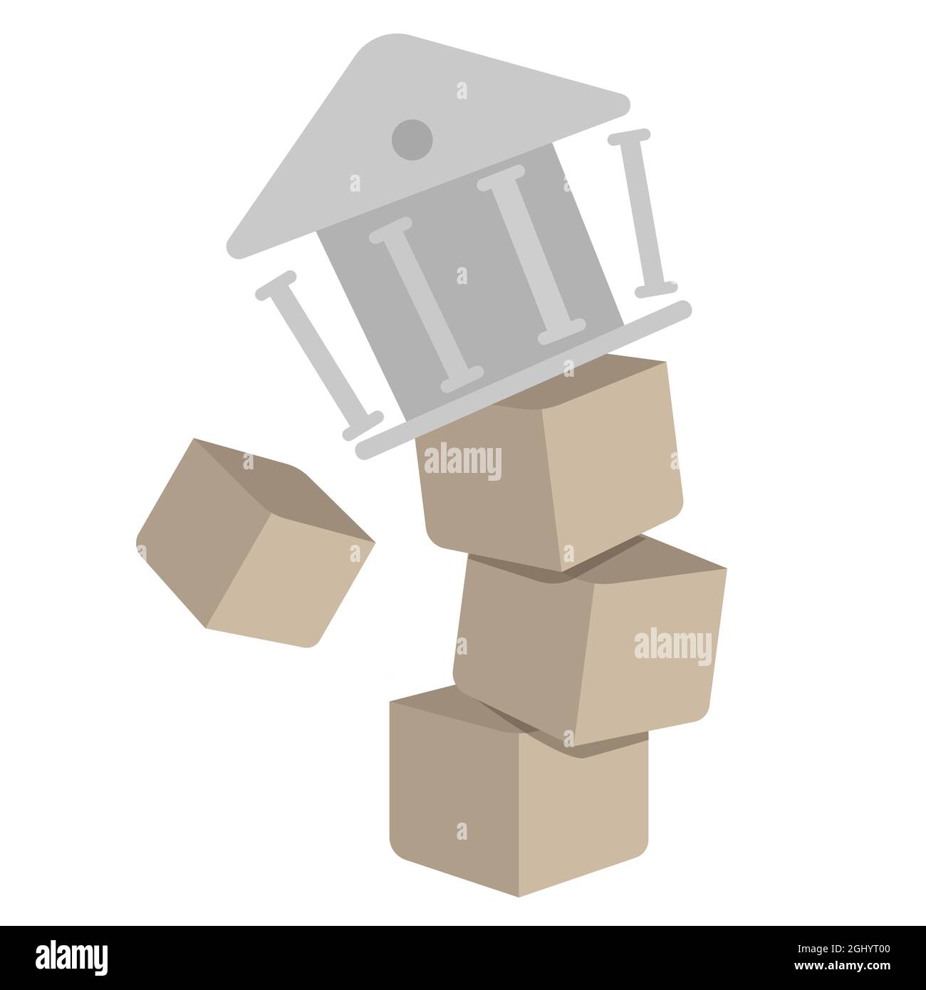 colapso del gobierno en riesgo de construir sobre la caja apilada de cartón  crisis política económica Imagen Vector de stock - Alamy