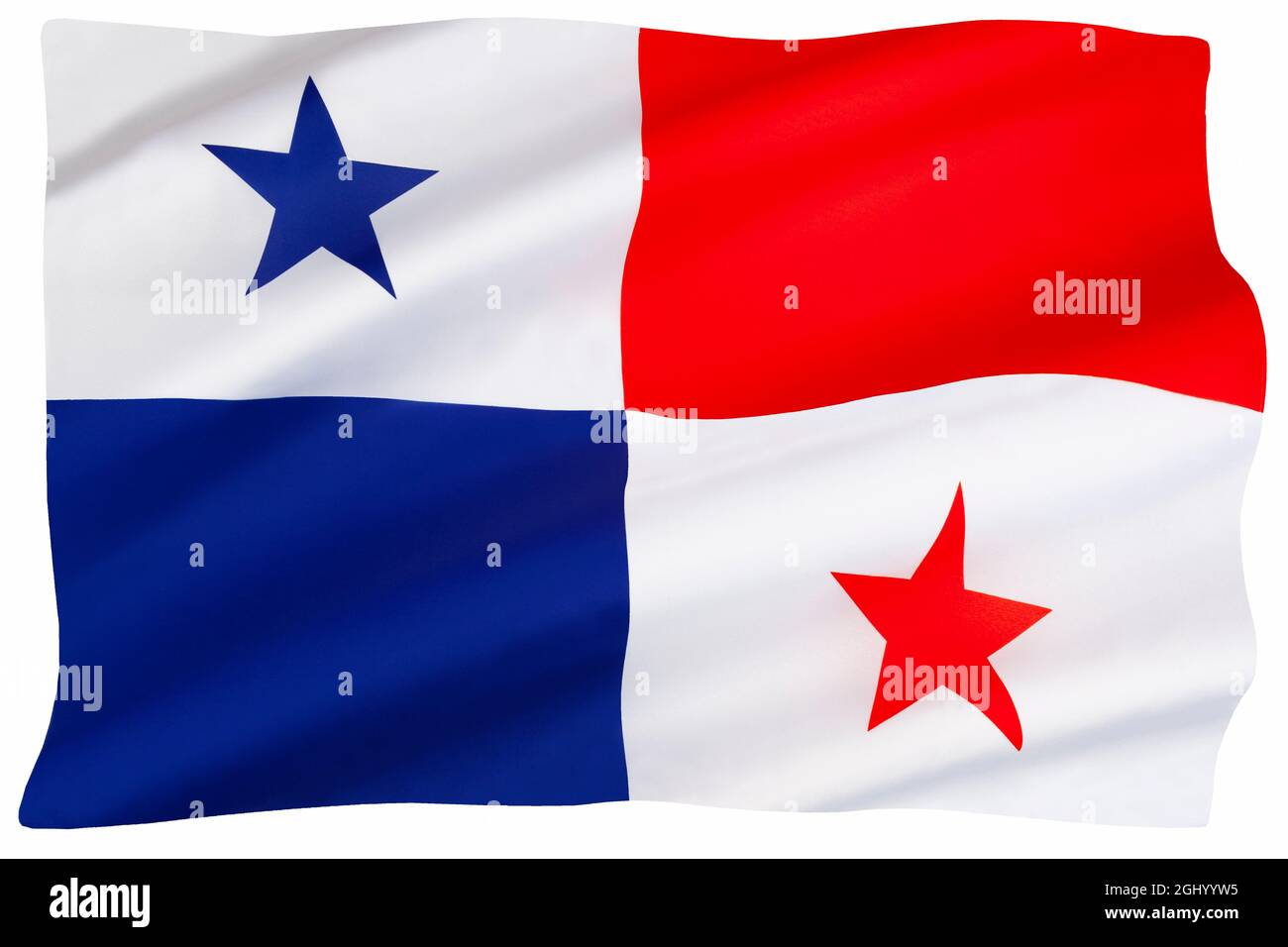 La bandera nacional de la República de Panamá. A menudo se utiliza como una bandera de conveniencia. Este es el indicador de un país en el que un buque está registrado en o. Foto de stock