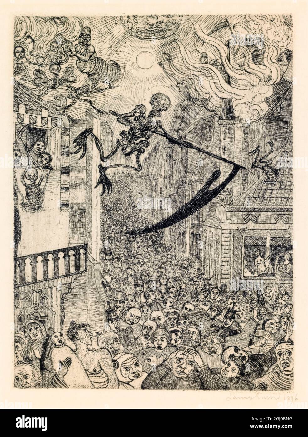James Ensor, Muerte persiguiendo a la manada humana, anching, 1896 Foto de stock