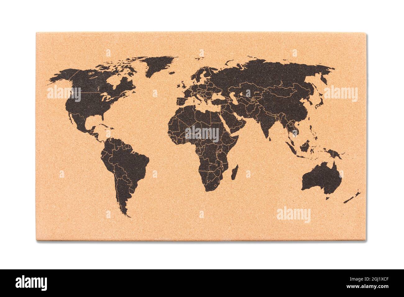 imagen horizontal del mapa del mundo hecho de corcho pegado en la pared de  la sala de estar Fotografía de stock - Alamy