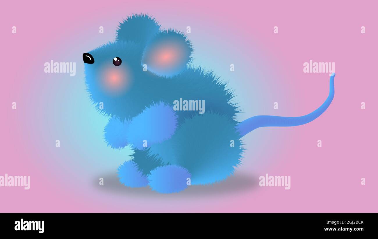 Ilustración de un ratón azul en un estilo de dibujos animados sobre un  fondo rosa Fotografía de stock - Alamy