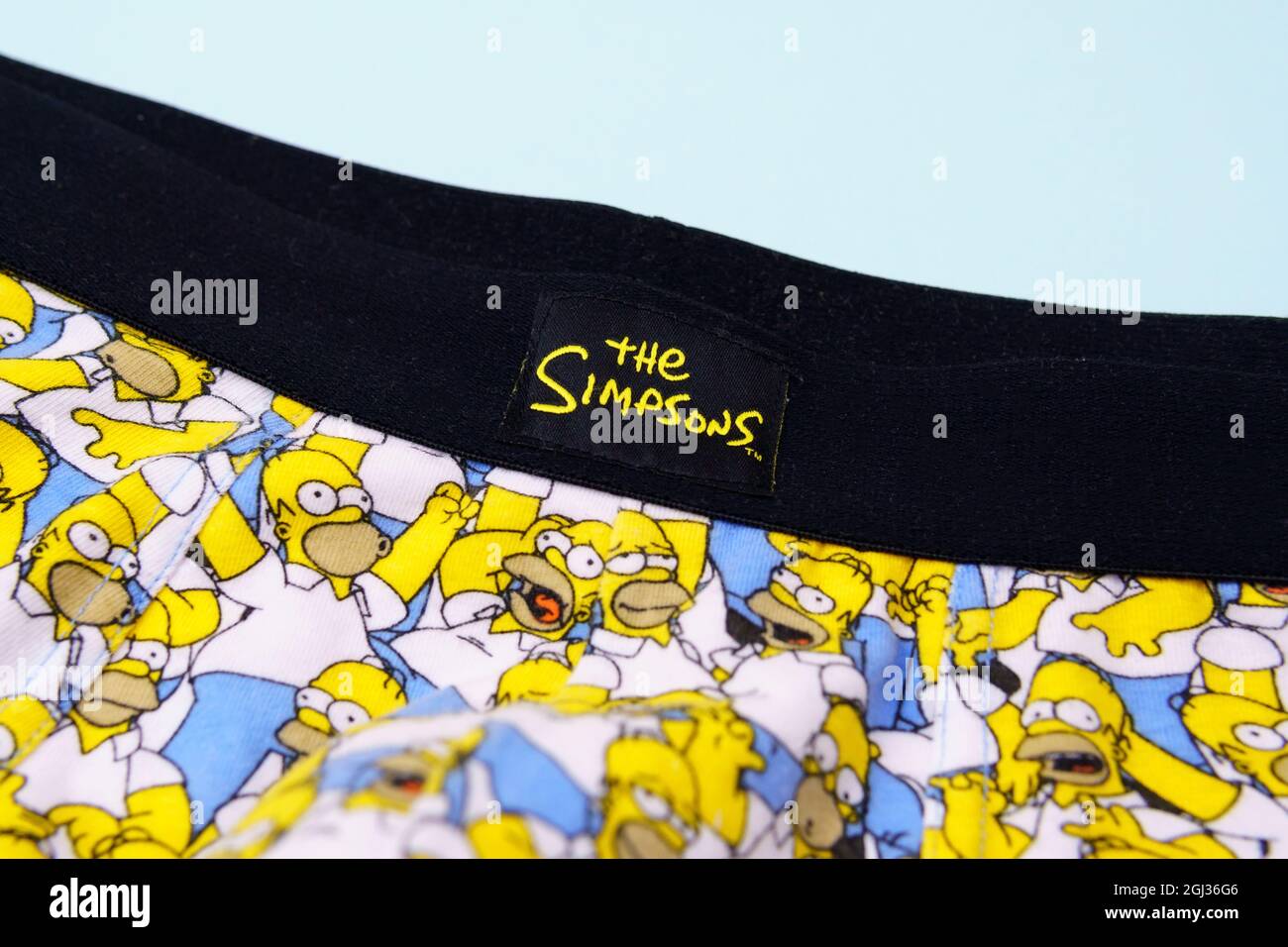 Tyumen, Rusia-27 de agosto de 2021: Simpsons en un pantalón Homer Simpson.  Comedia animada para adultos estadounidense creada por Matt Groening  Fotografía de stock - Alamy