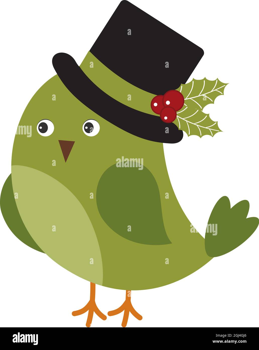 Sombrero de Navidad con acebo con diseño de pájaro verde con diseño de yute  aislado. Pájaro Vector de Navidad Imagen Vector de stock - Alamy