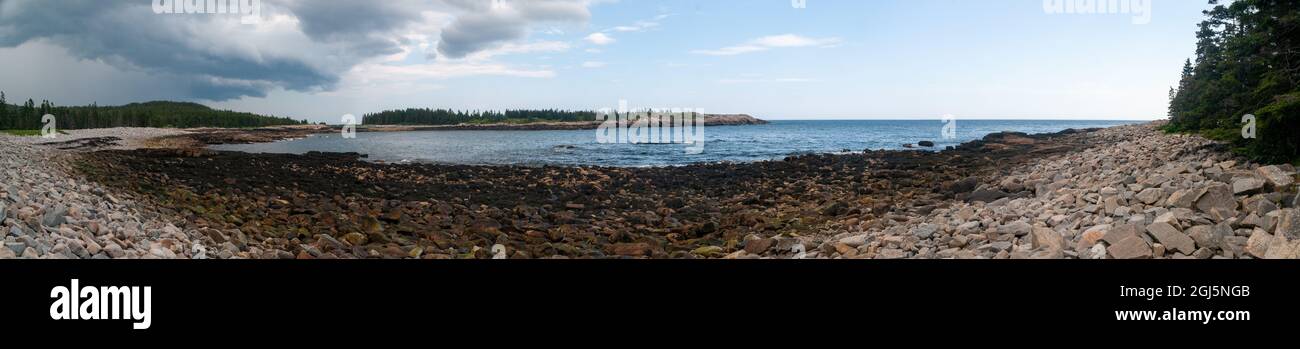 Vista panorámica de la Península Schoodic del Parque Nacional Acadia Foto de stock