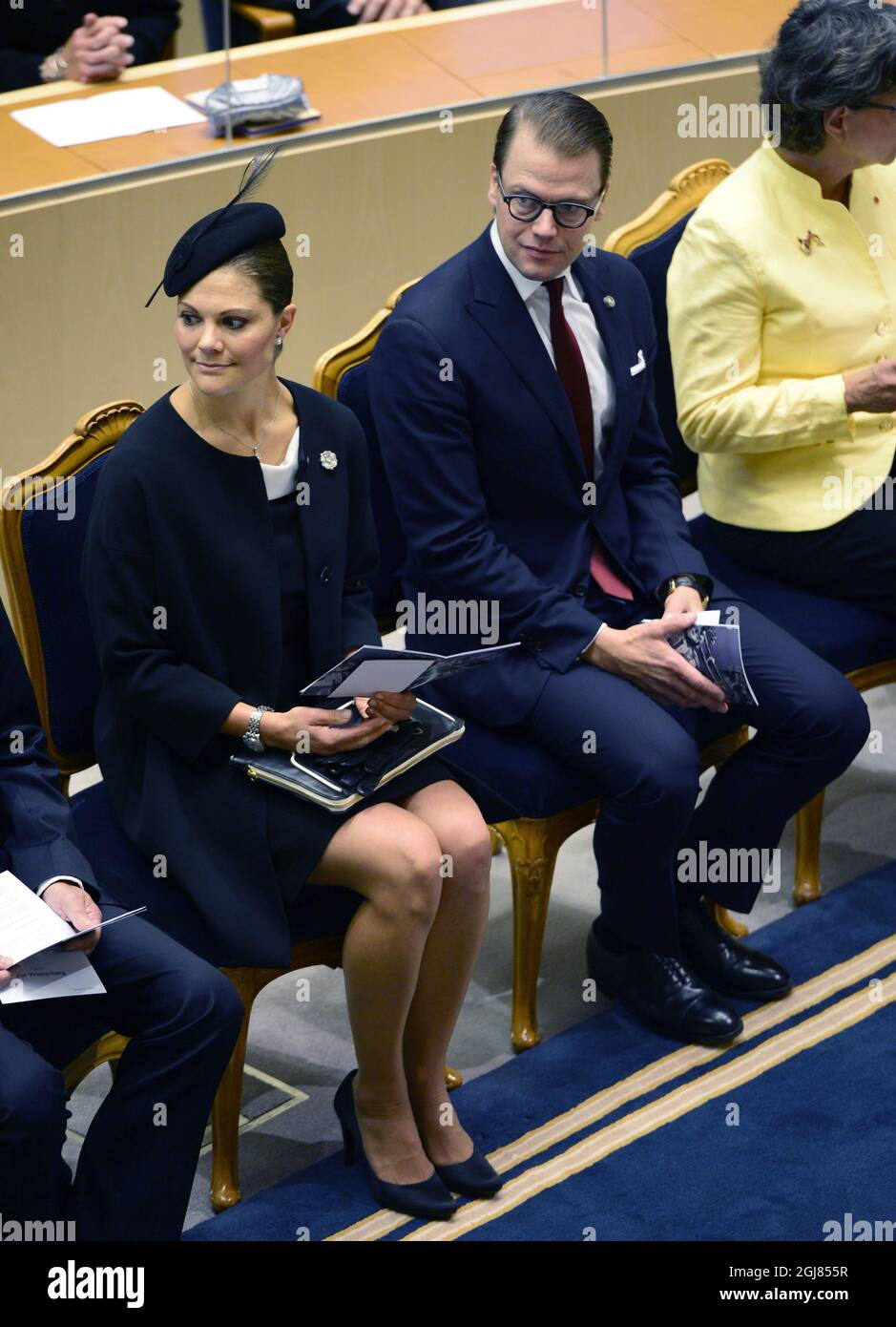 ESTOCOLMO 2013-09-17 La Princesa Victoria y el Príncipe Daniel asisten a la inauguración del Parlamento en Estocolmo, Suecia, 17 de septiembre de 2013 Foto: Henrik Montgomery / SCANPIX / Kod 10060 Foto de stock