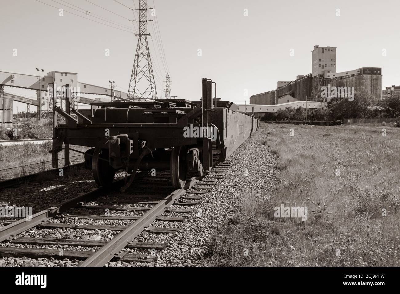 Vías de la vía férrea utilizadas por el Ferrocarril Nacional Canadiense en halifax Nova scotia canadá Foto de stock