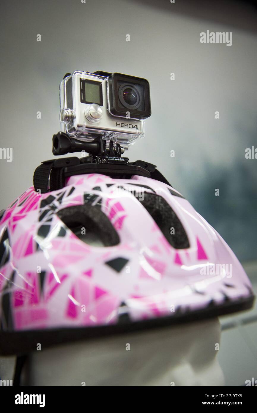 ESTOCOLMO 20150206 Go Pro cámara montada en un casco Foto: Nora Lorek / TT / KOD: 11510 fotos, fotografía, fotos, imágenes, película, películas, Foto de stock