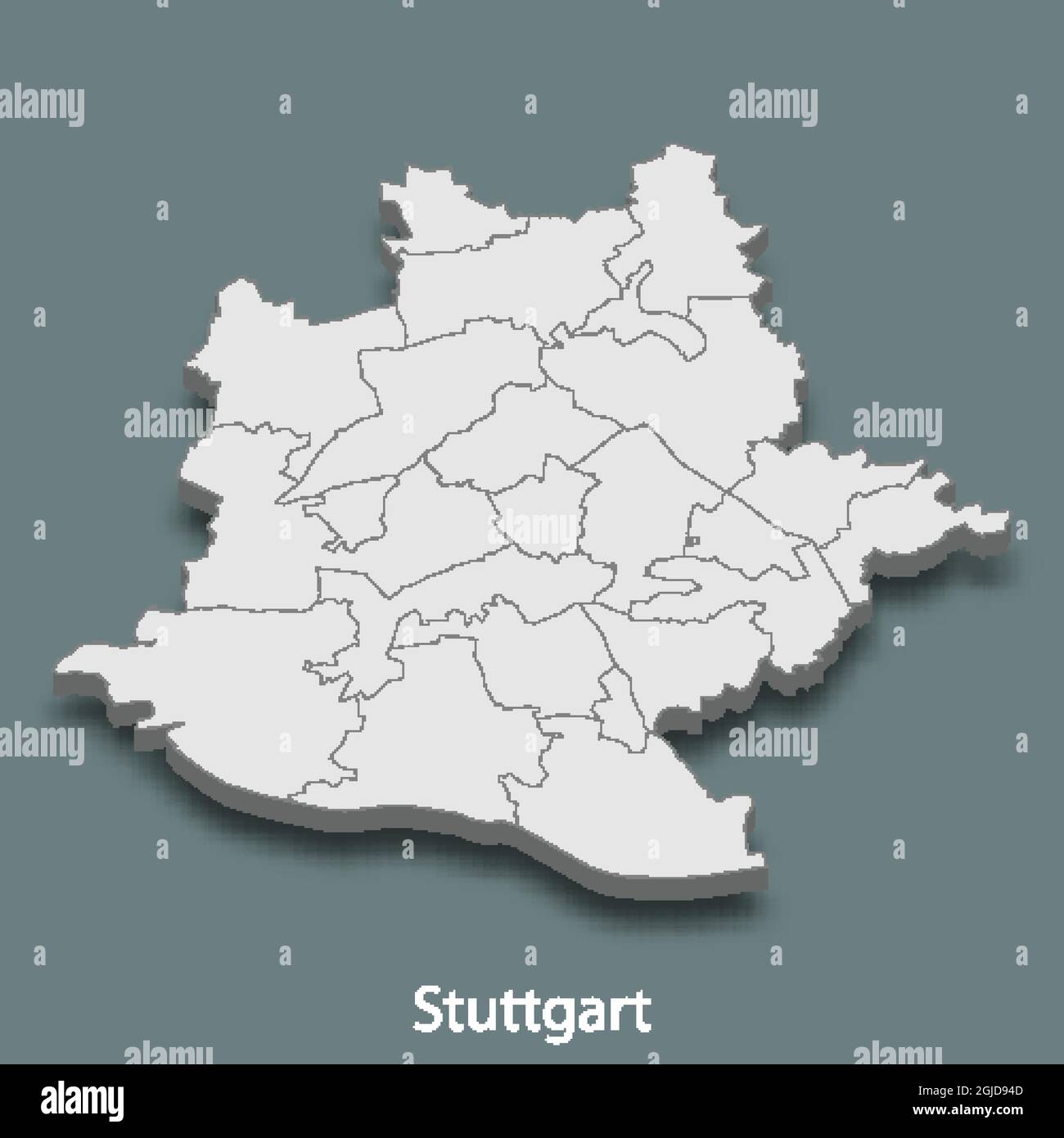 3D Mapa isométrico de Stuttgart es una ciudad de Alemania, ilustración vectorial Ilustración del Vector