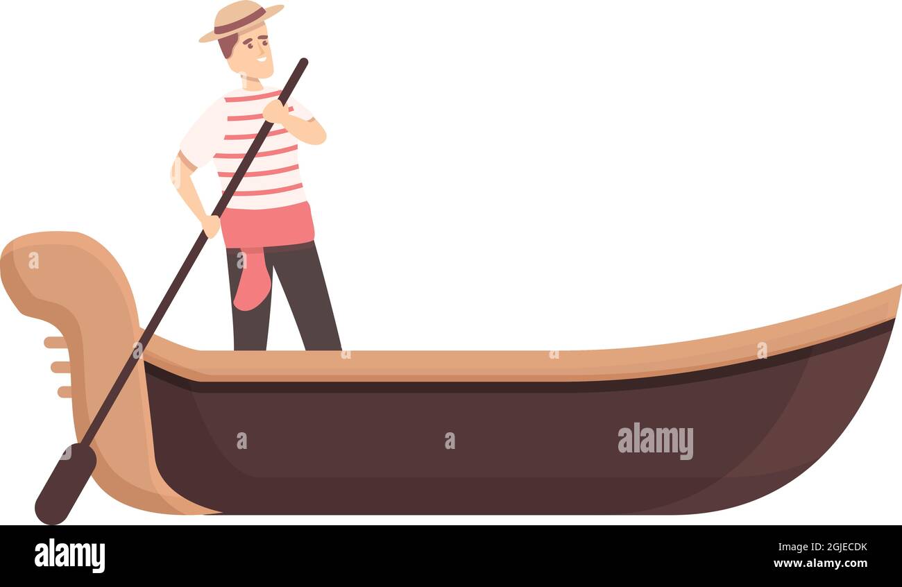 Romántico icono gondolero vector de dibujos animados. Góndola de