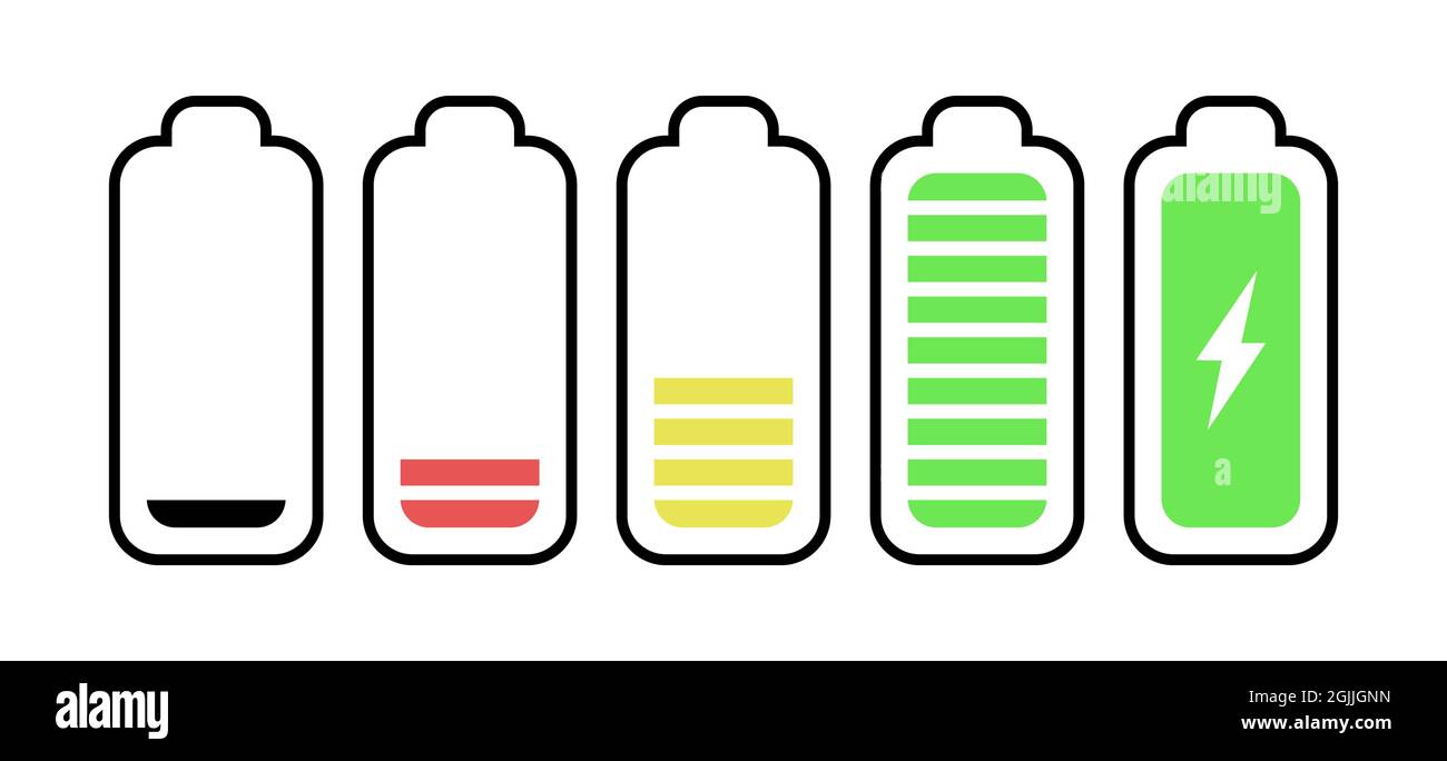 indicadores de nivel de la batería. Nivel de carga Indicador de carga de  las baterías Imagen Vector de stock - Alamy